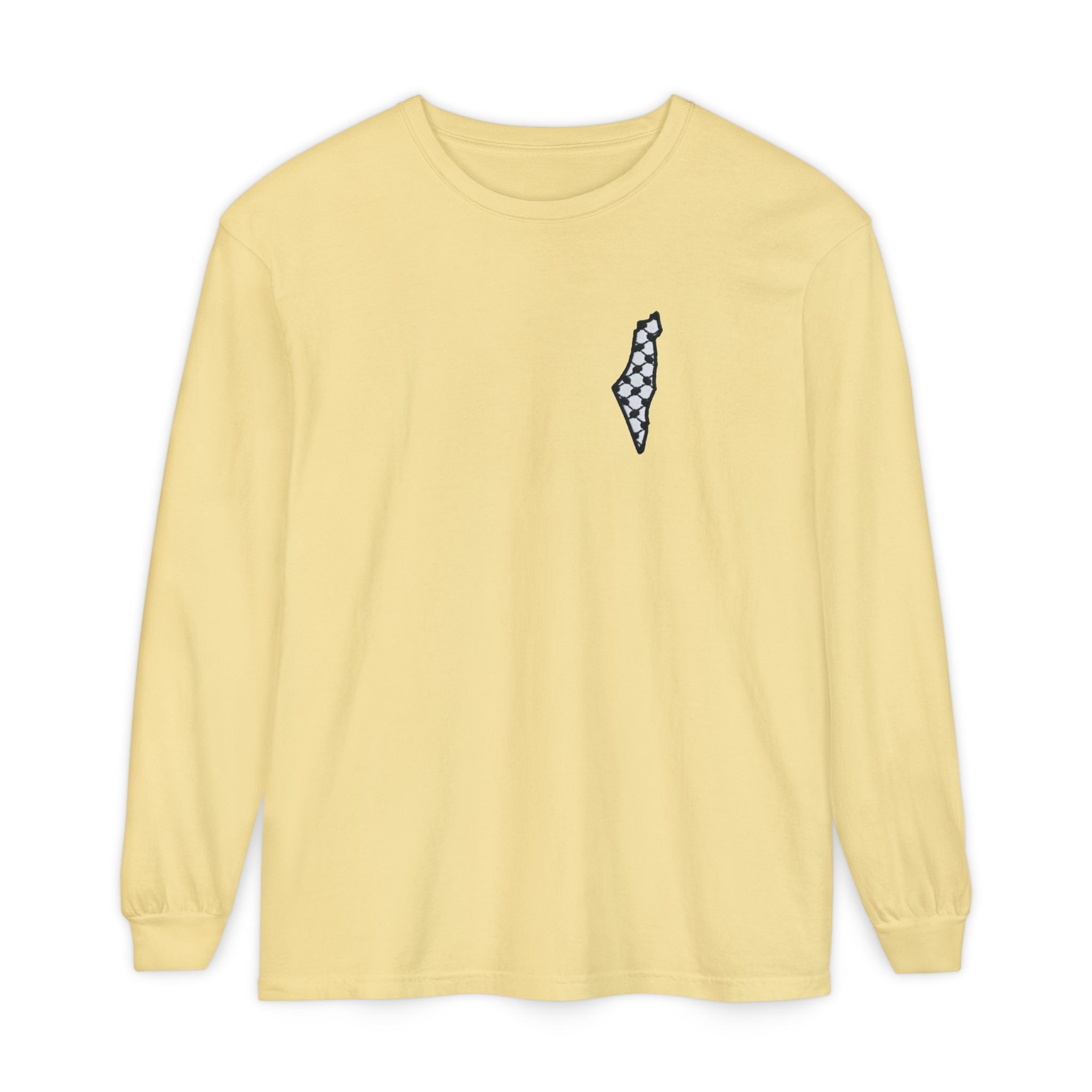 Pali-G || Palästina Kufiya Langarm-T-Shirt – Freiheit, Widerstand & Gaza Grafik