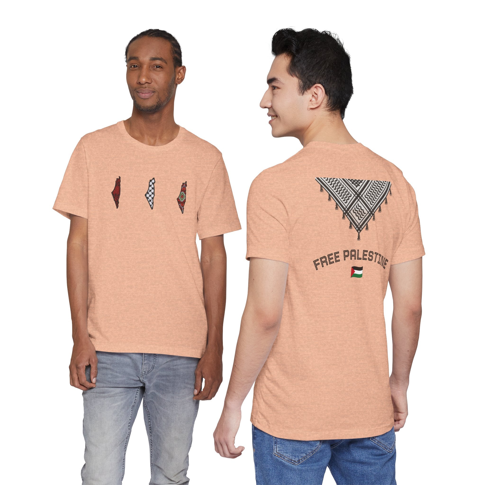 Free Palestine T-Shirt — Palestinian Keffiyeh & Map Solidarity Tee