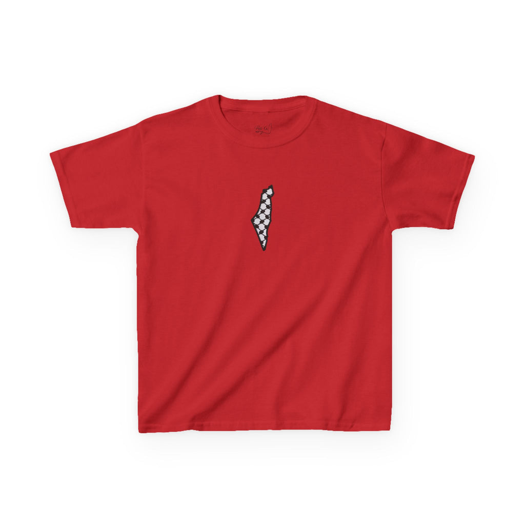 Pali-G | Kids T-Shirt – Palestine Map & Keffiyeh Pattern Print