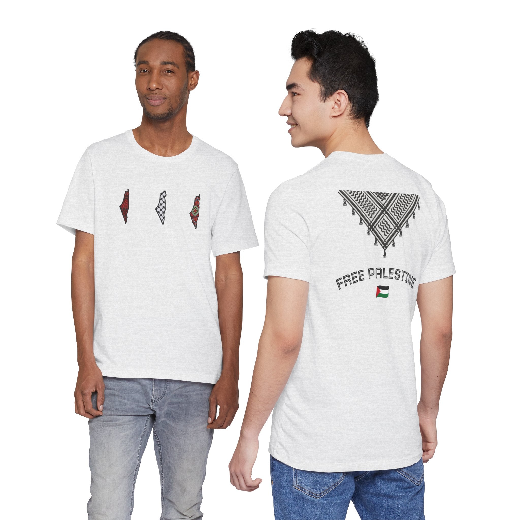 Free Palestine T-Shirt — Palestinian Keffiyeh & Map Solidarity Tee
