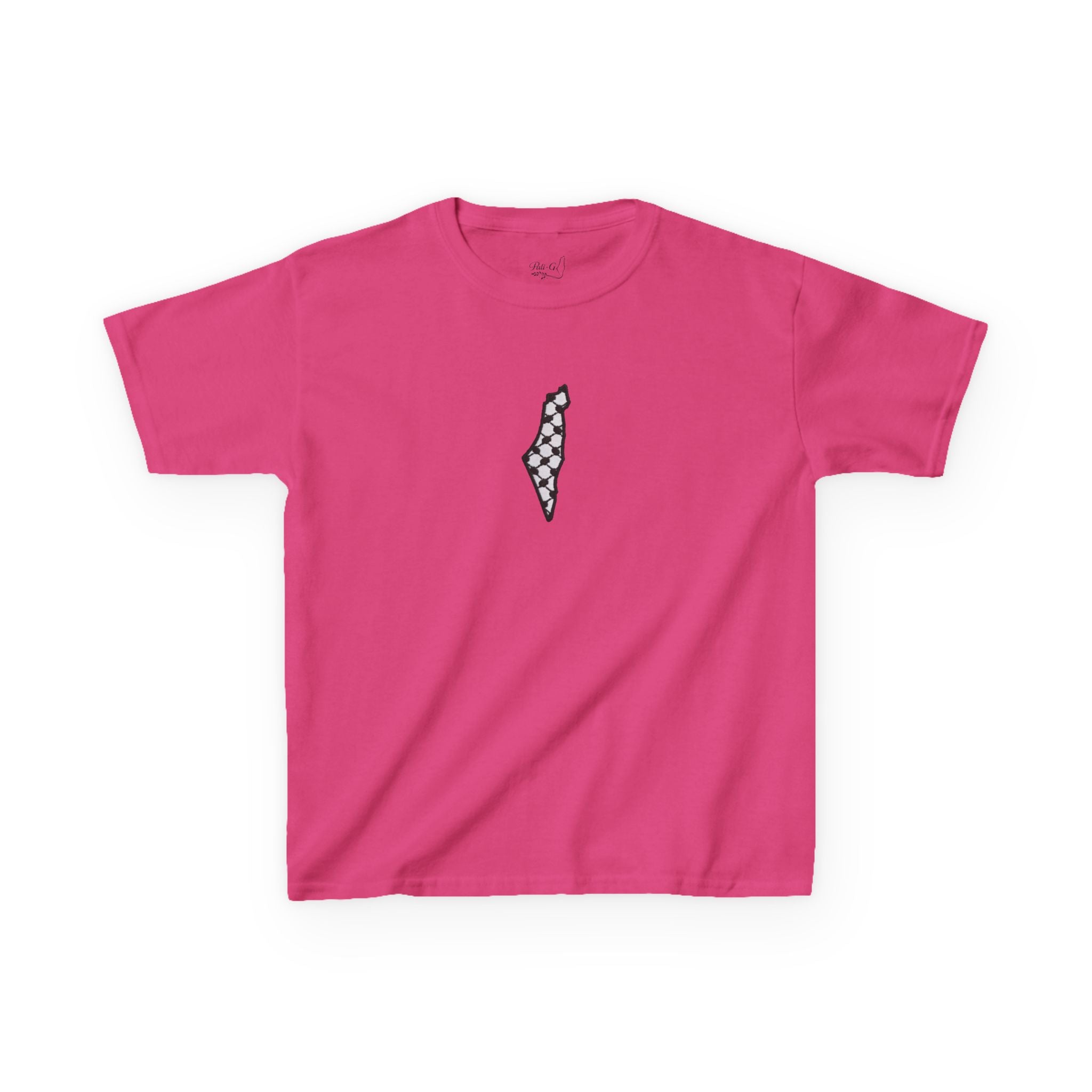 Pali-G | Kids T-Shirt – Palestine Map & Keffiyeh Pattern Print