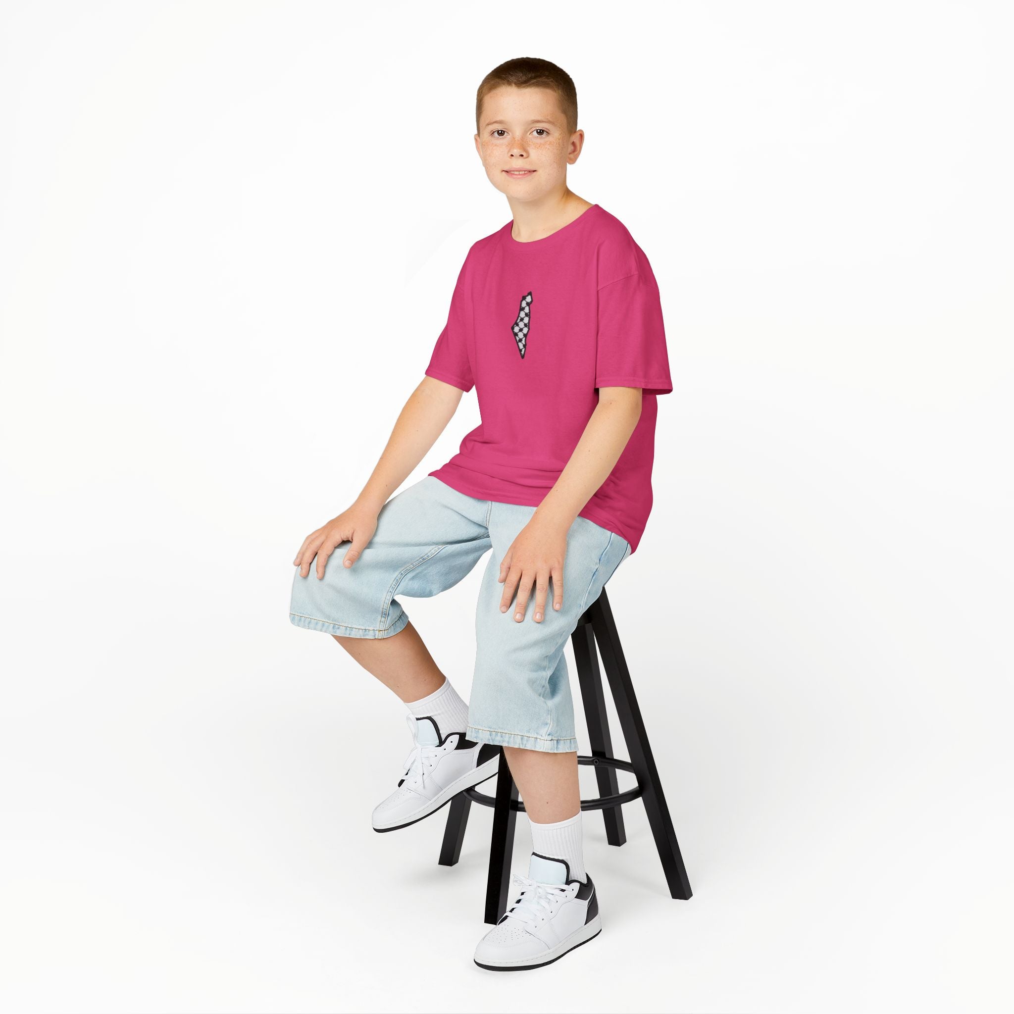Pali-G | Kids T-Shirt – Palestine Map & Keffiyeh Pattern Print