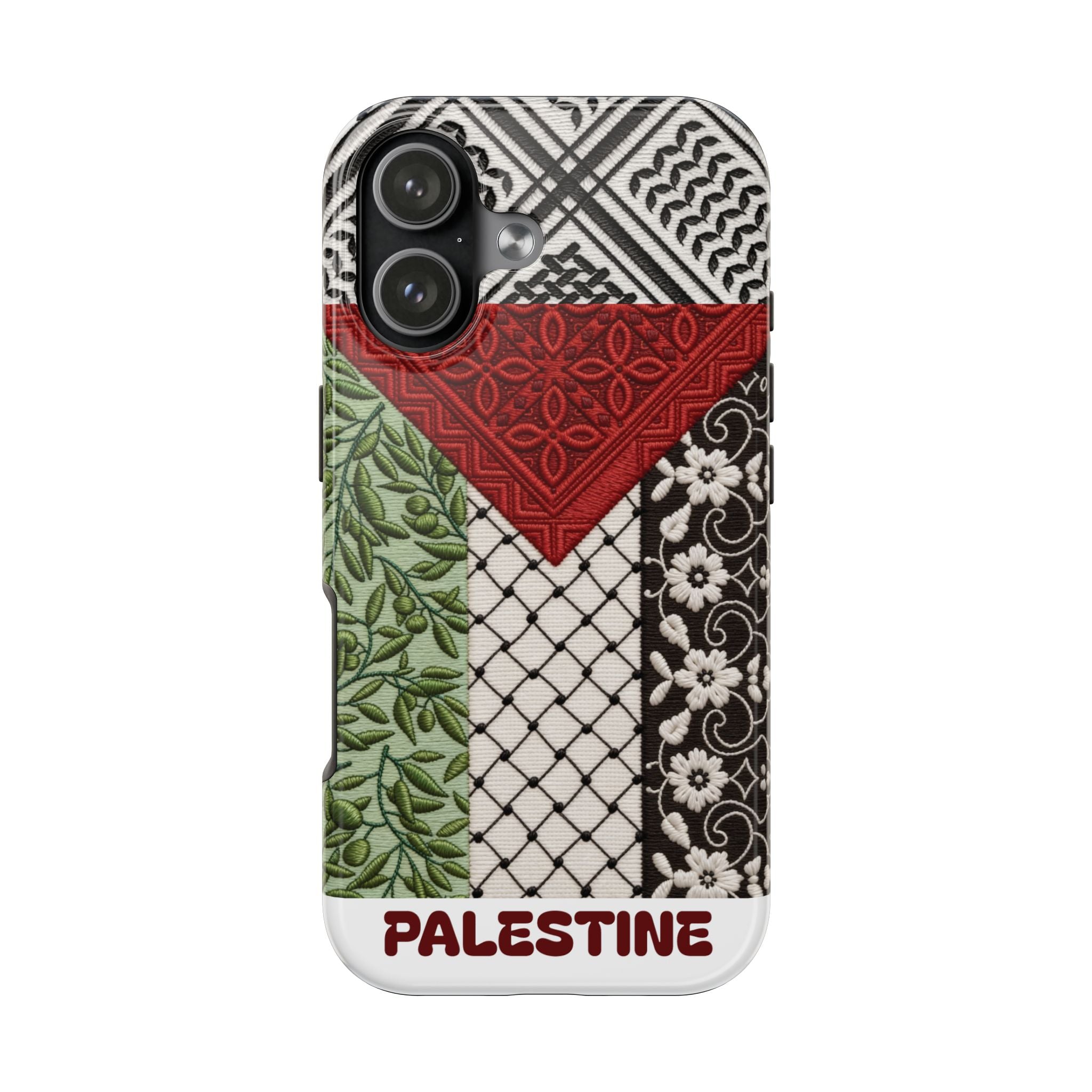 Pali-G || Palestine Tough Phone Case – Tatreez, Keffiyeh, Olive Branch & Floral Heritage Art Print | Palestinian Identity | Protective Phone Cover