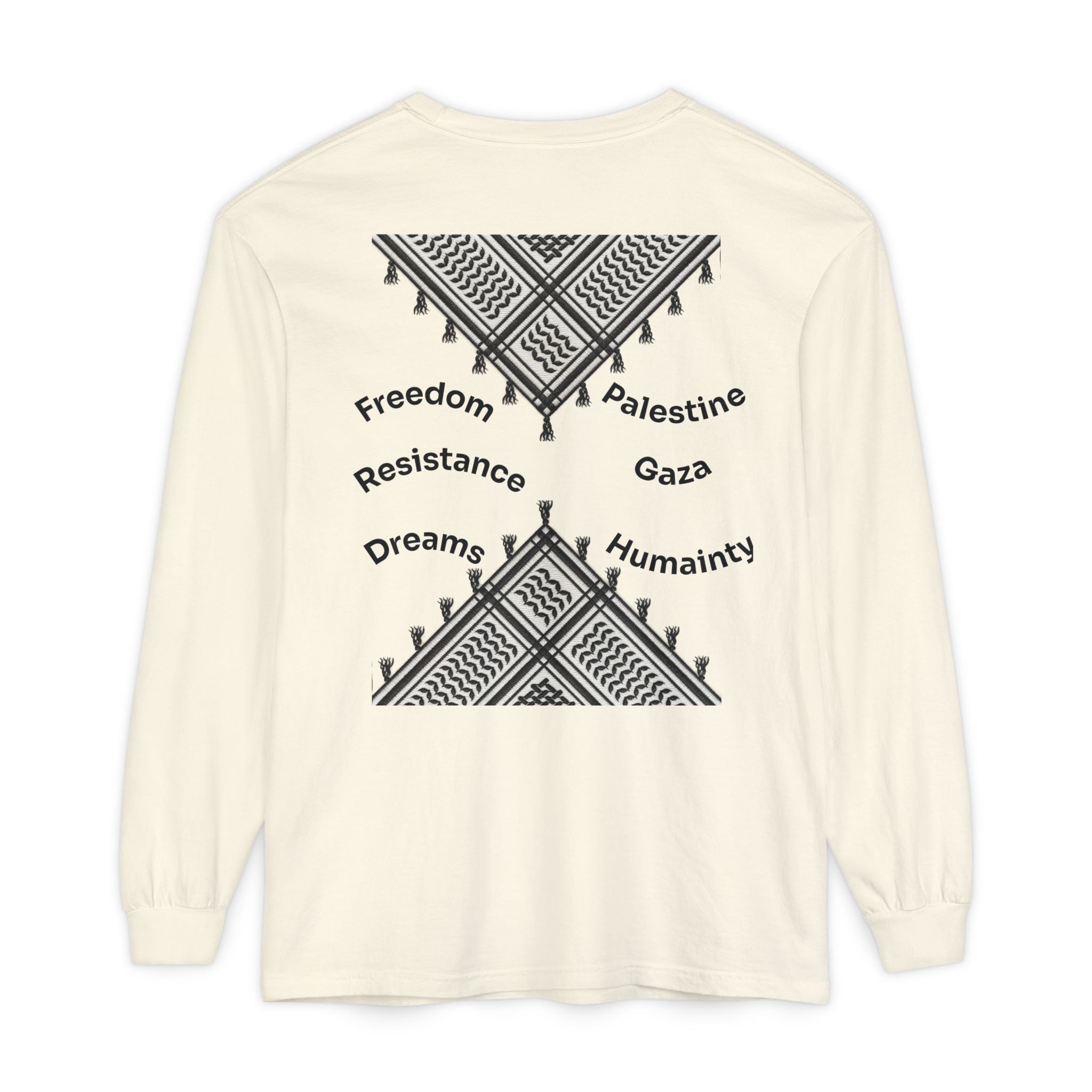 Pali-G || Palästina Kufiya Langarm-T-Shirt – Freiheit, Widerstand & Gaza Grafik