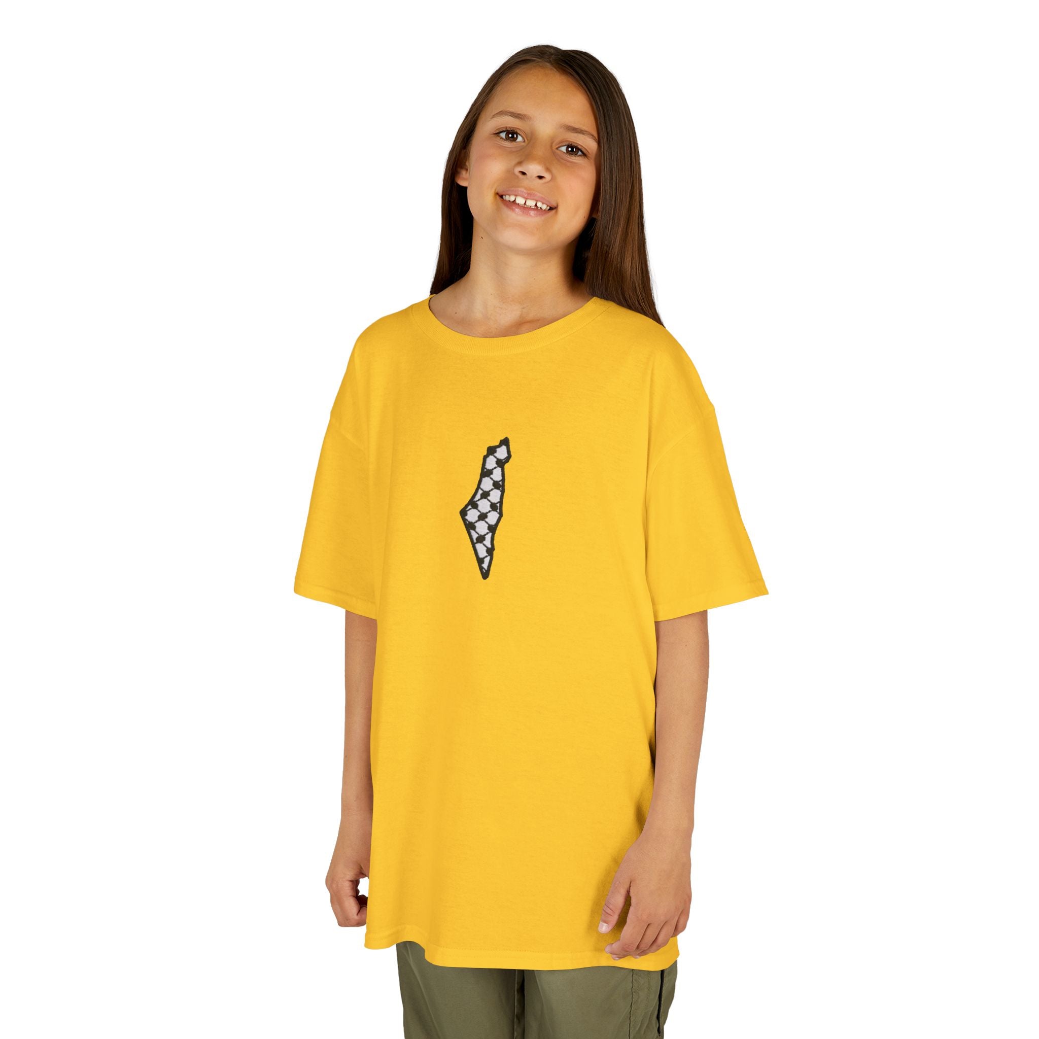 Pali-G | Kids T-Shirt – Palestine Map & Keffiyeh Pattern Print