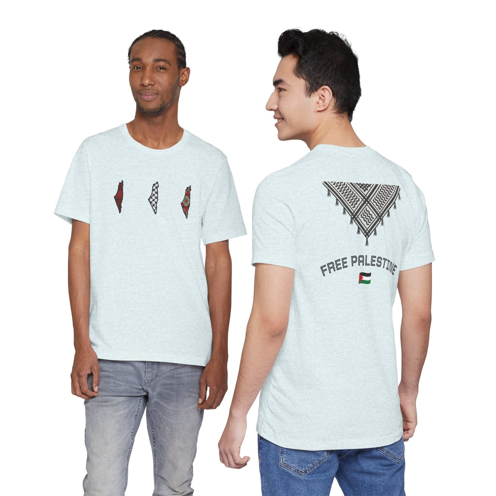 Free Palestine T-Shirt — Palestinian Keffiyeh & Map Solidarity Tee