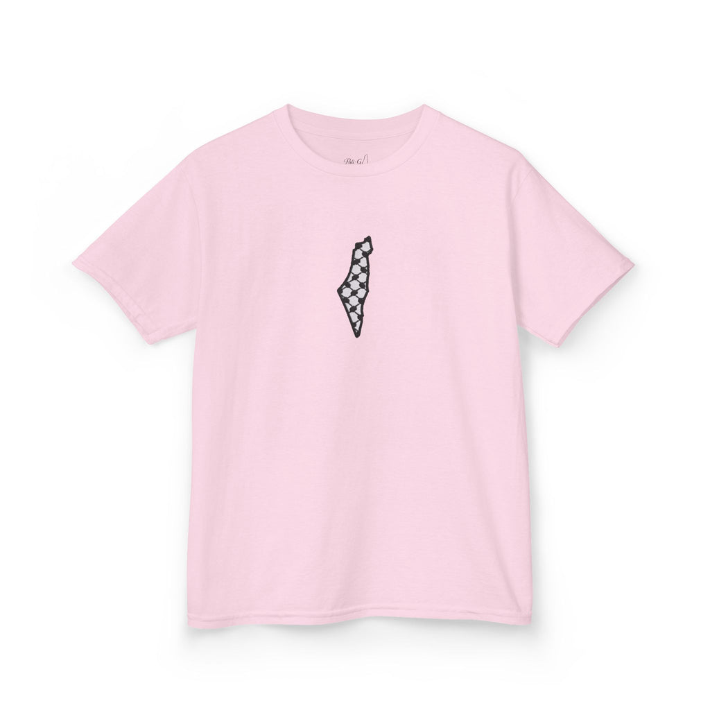 Pali-G | Kids T-Shirt – Palestine Map & Keffiyeh Pattern Print