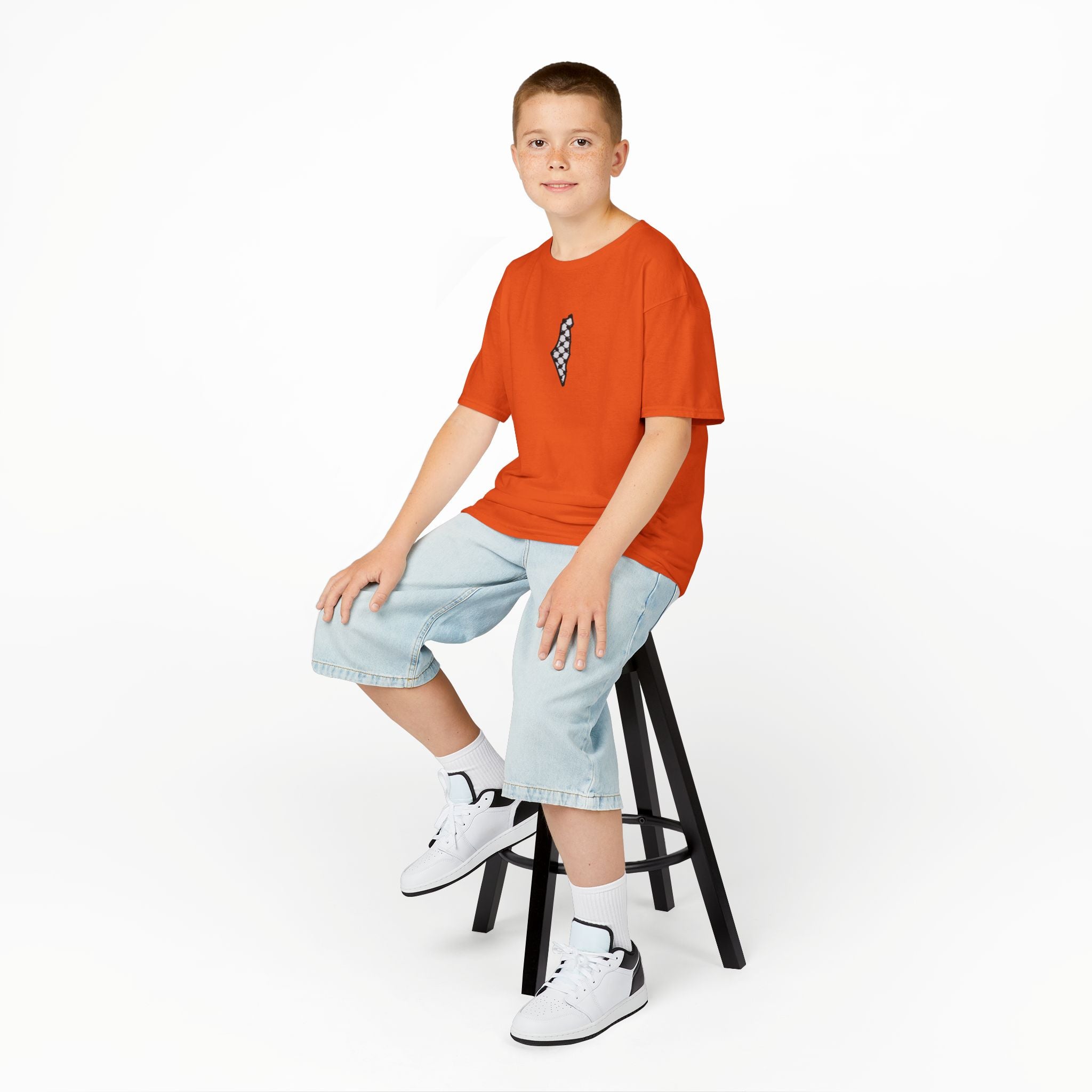 Pali-G | Kids T-Shirt – Palestine Map & Keffiyeh Pattern Print