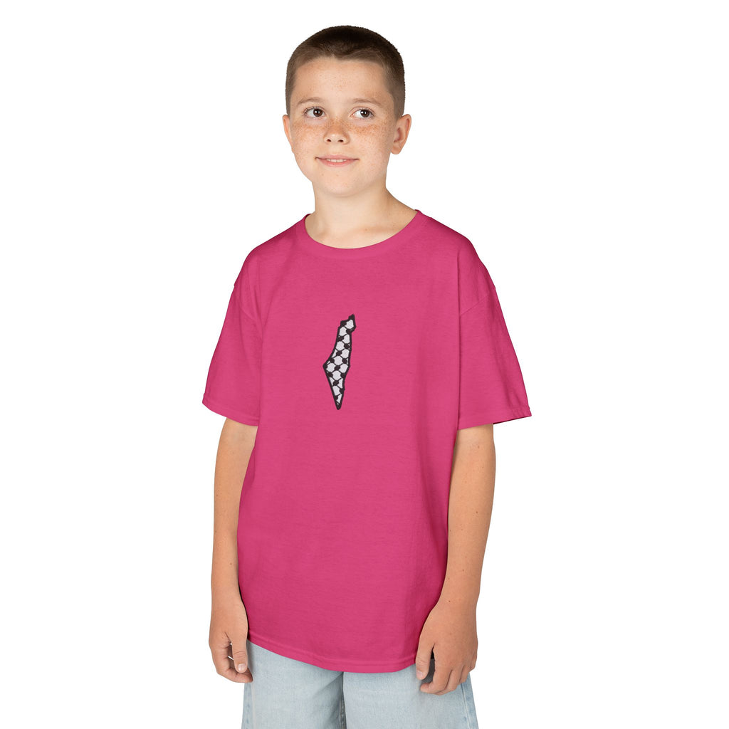 Pali-G | Kids T-Shirt – Palestine Map & Keffiyeh Pattern Print