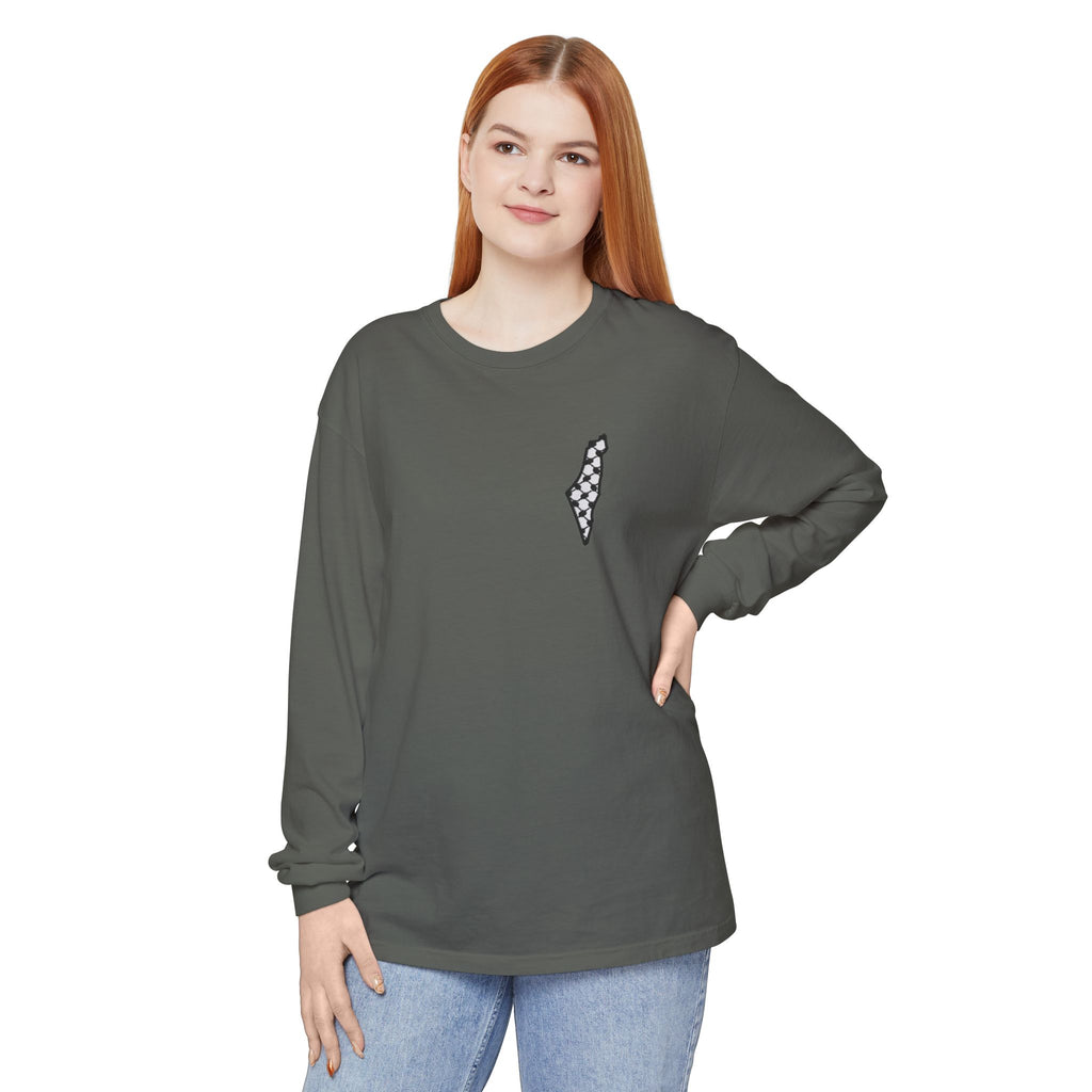 Pali-G || Palästina Kufiya Langarm-T-Shirt – Freiheit, Widerstand & Gaza Grafik