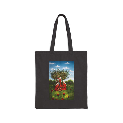 Joud || Canvas Tote Bag — Bohemian Red Fox Meadow & Vintage Patchwork Flag Designs