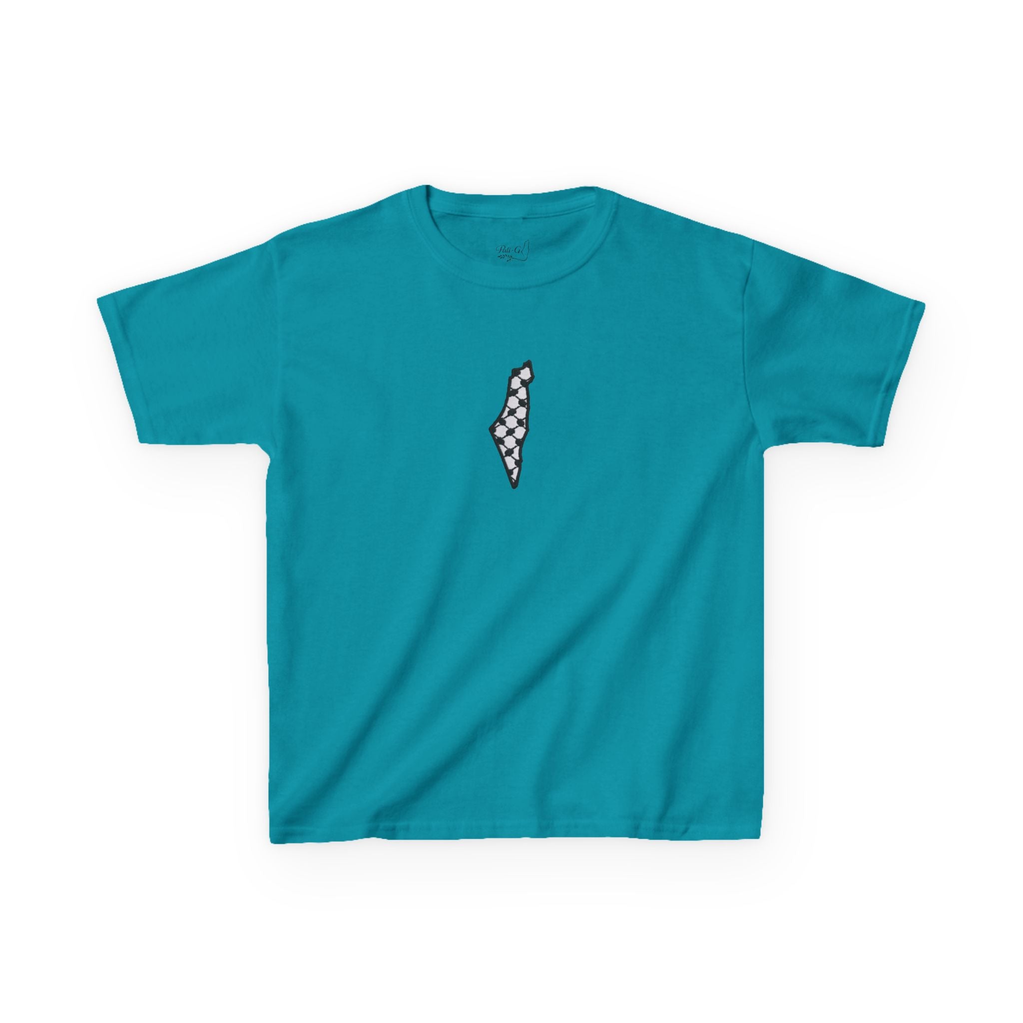Pali-G | Kids T-Shirt – Palestine Map & Keffiyeh Pattern Print