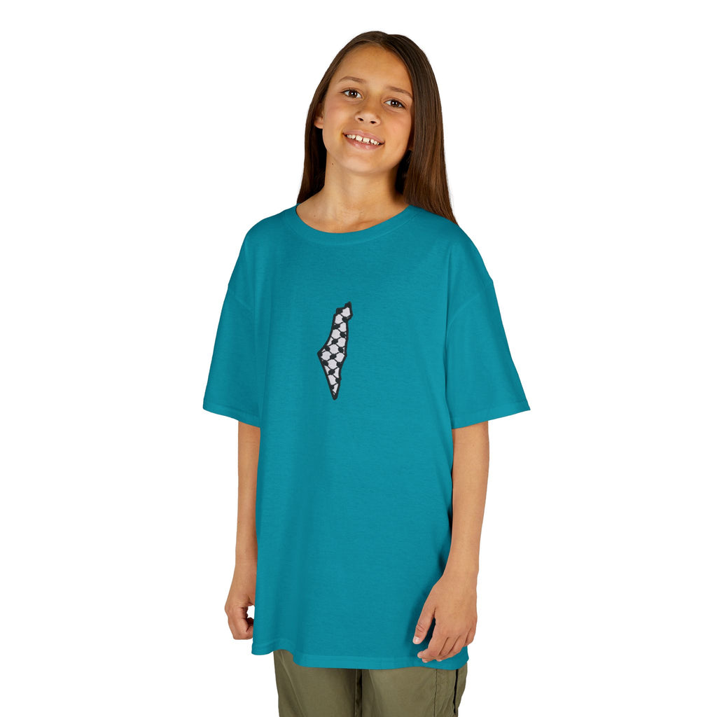 Pali-G | Kids T-Shirt – Palestine Map & Keffiyeh Pattern Print