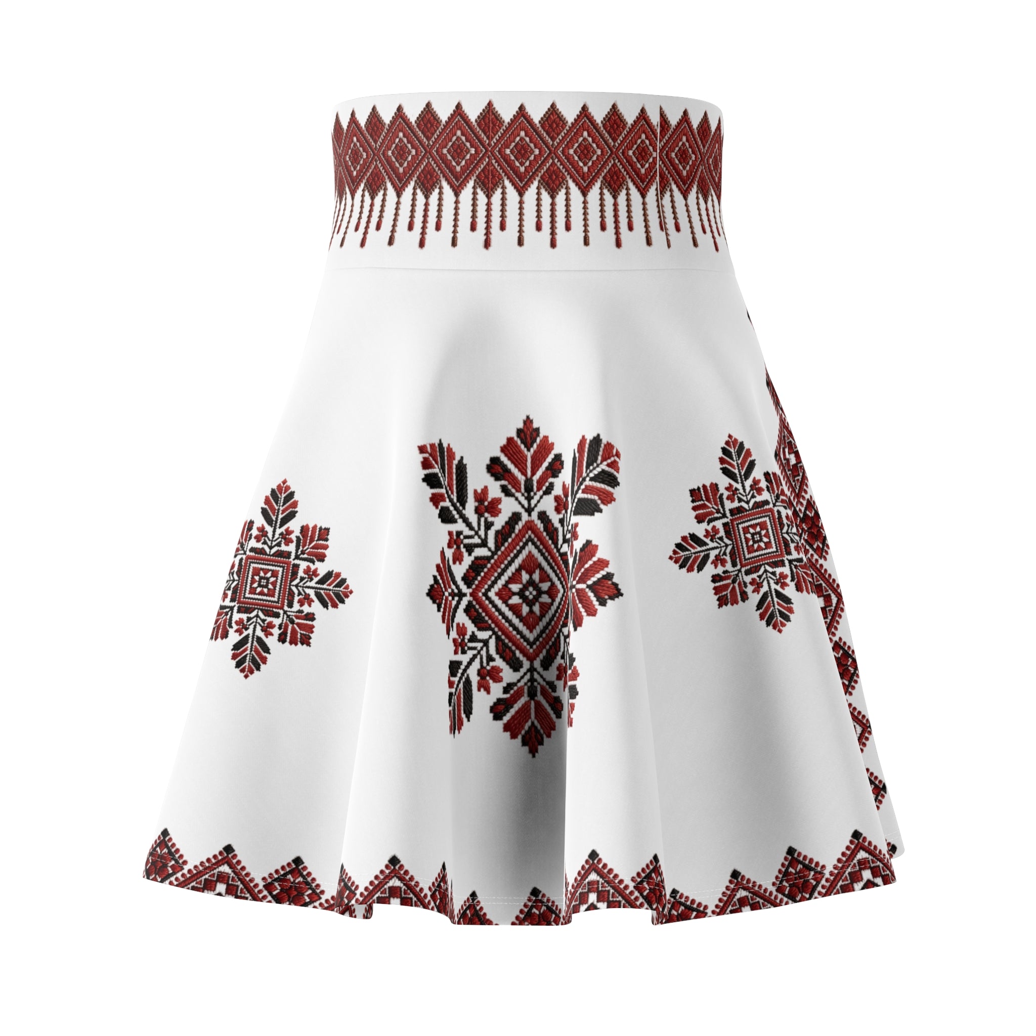 Pali-G | Palestinian Tatreez Skater Skirt – Traditional Embroidery Folk Pattern | Women's Flared Skirt | Cultural Heritage Fashion