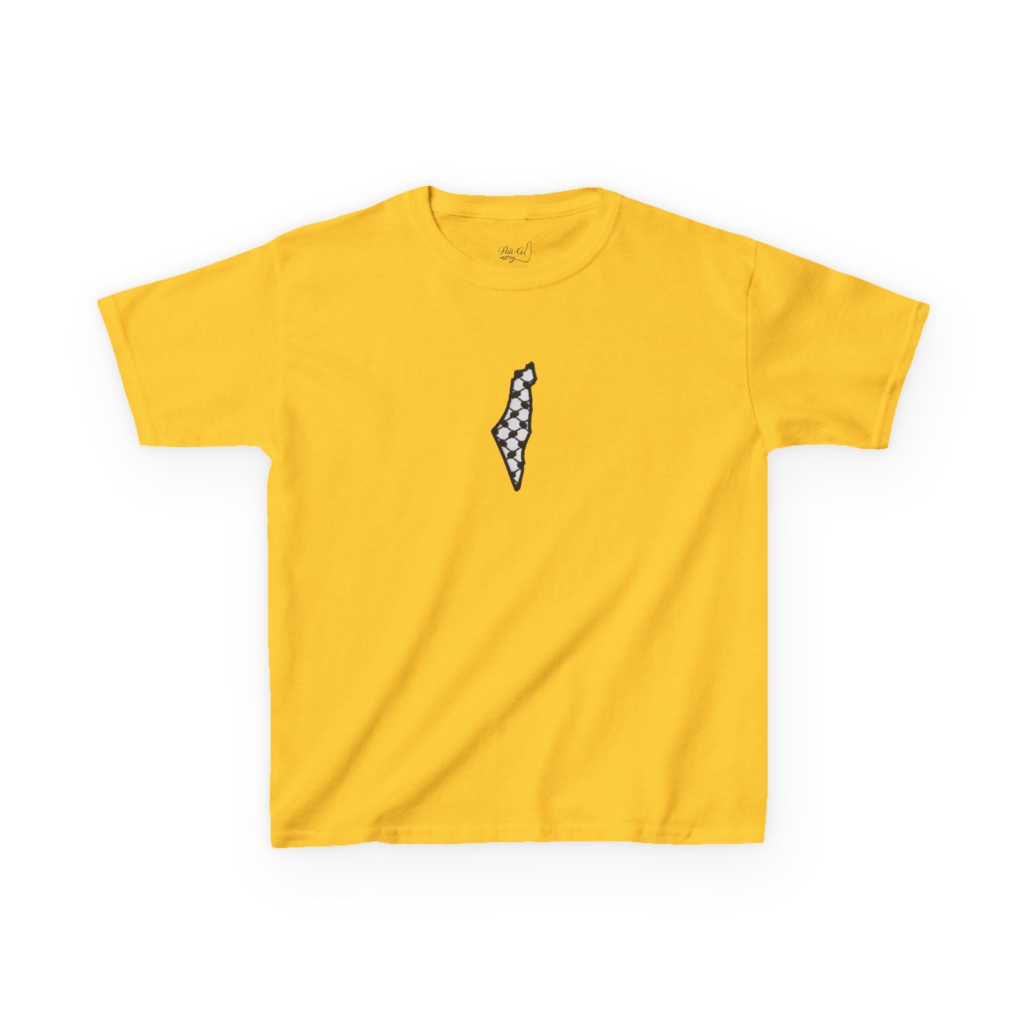 Pali-G | Kids T-Shirt – Palestine Map & Keffiyeh Pattern Print