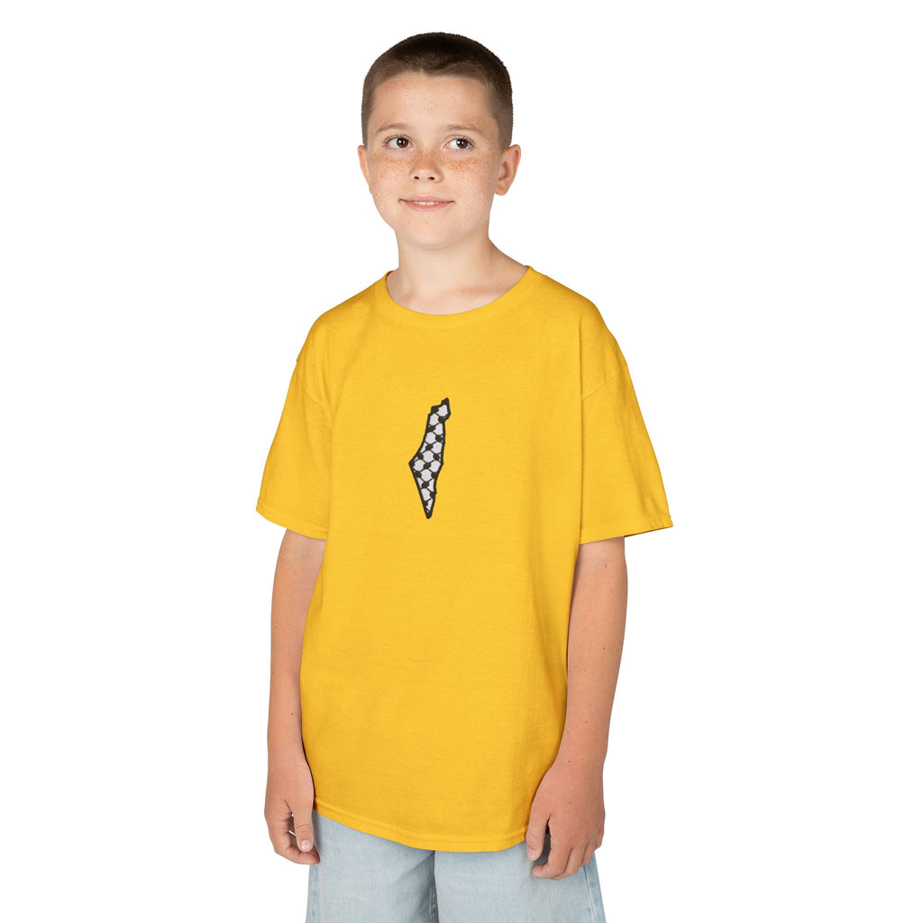 Pali-G | Kids T-Shirt – Palestine Map & Keffiyeh Pattern Print