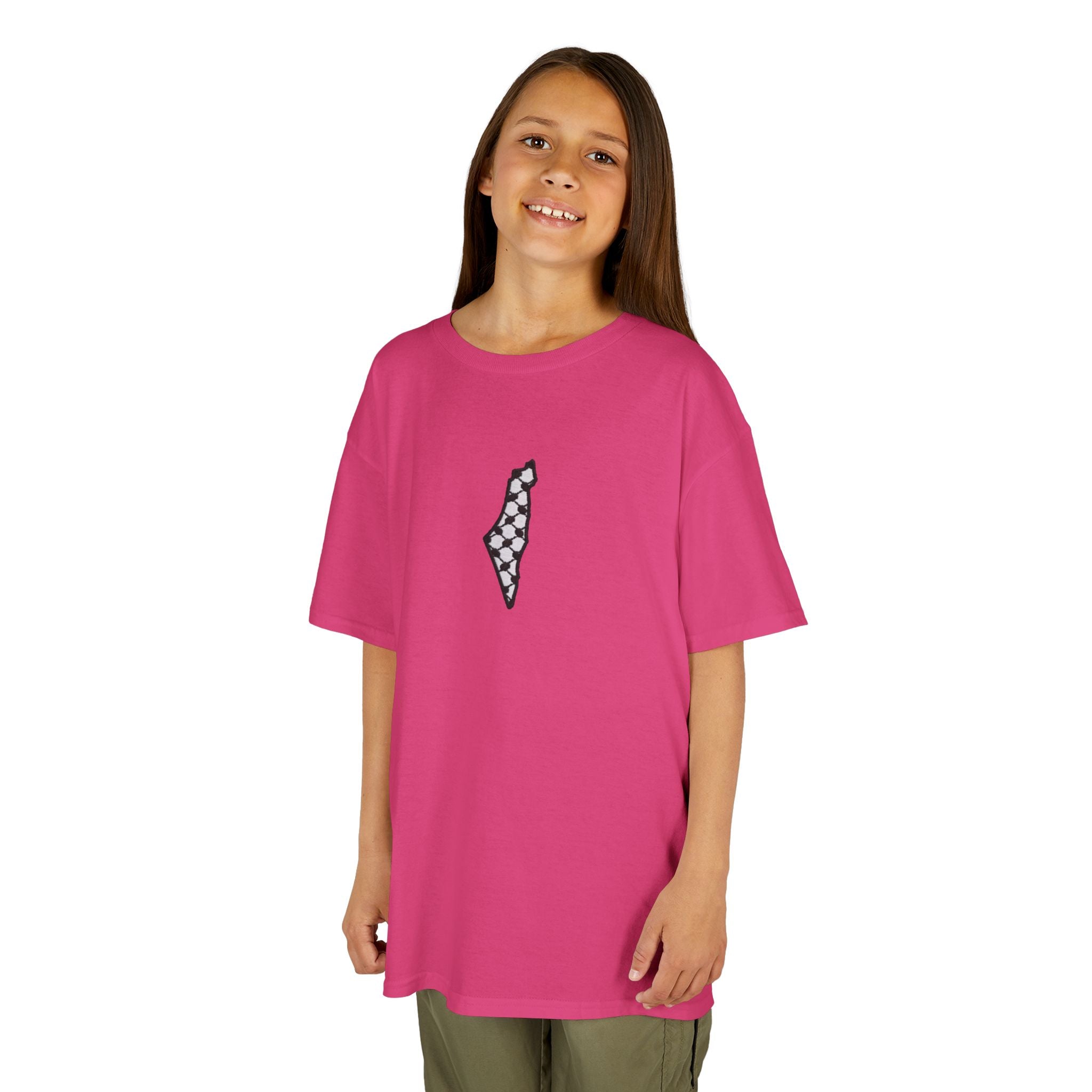 Pali-G | Kids T-Shirt – Palestine Map & Keffiyeh Pattern Print