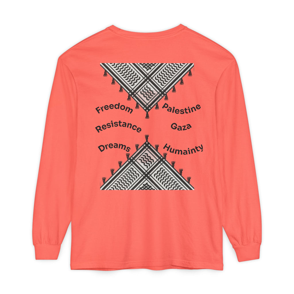 Pali-G || Palästina Kufiya Langarm-T-Shirt – Freiheit, Widerstand & Gaza Grafik