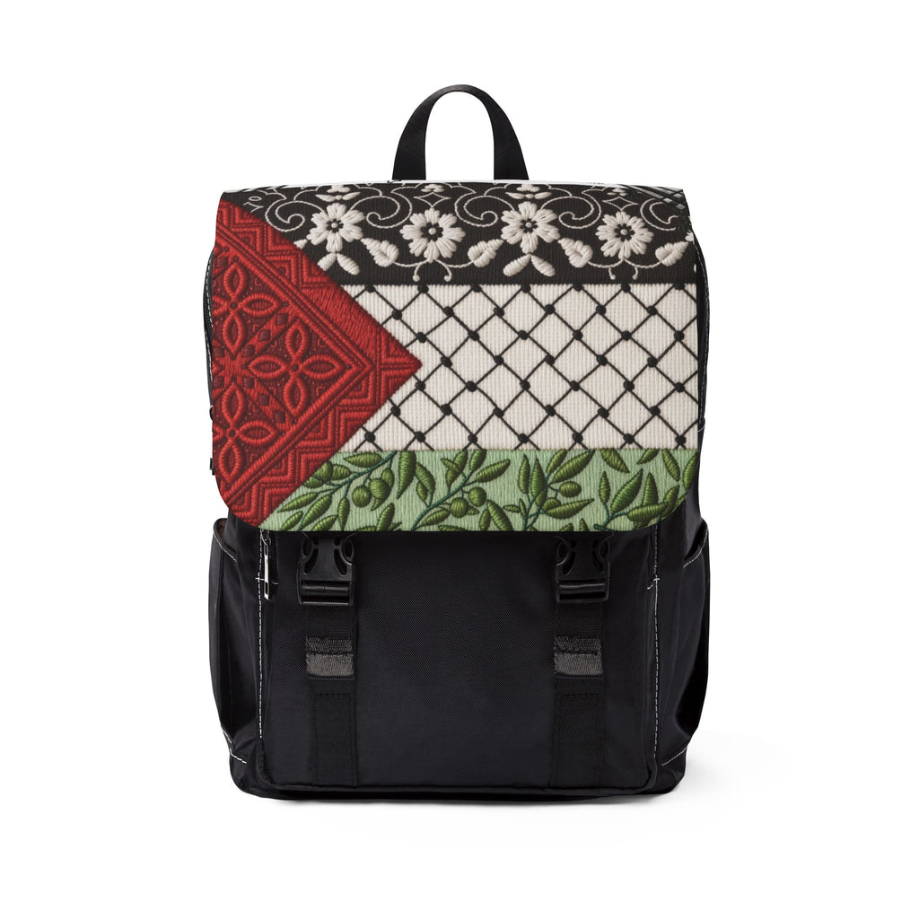 Pali-G Backpack – Palestinian Tatreez, Keffiyeh & Olive Branch Art Print | Cultural Heritage Laptop Bag | Unisex Travel & School Backpack