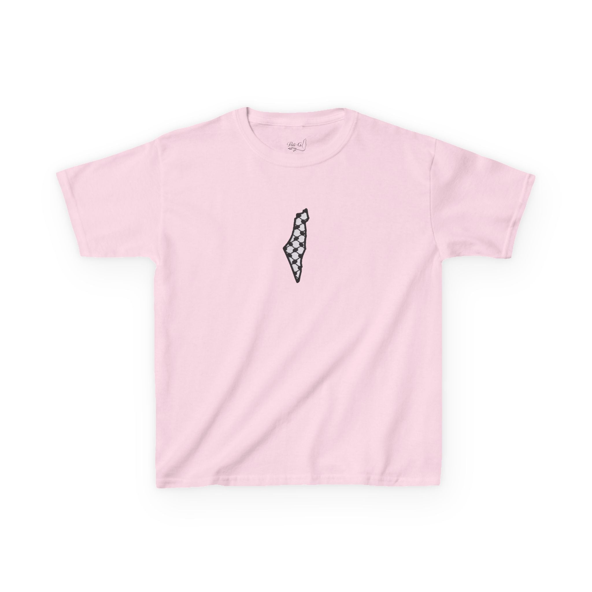 Pali-G | Kids T-Shirt – Palestine Map & Keffiyeh Pattern Print