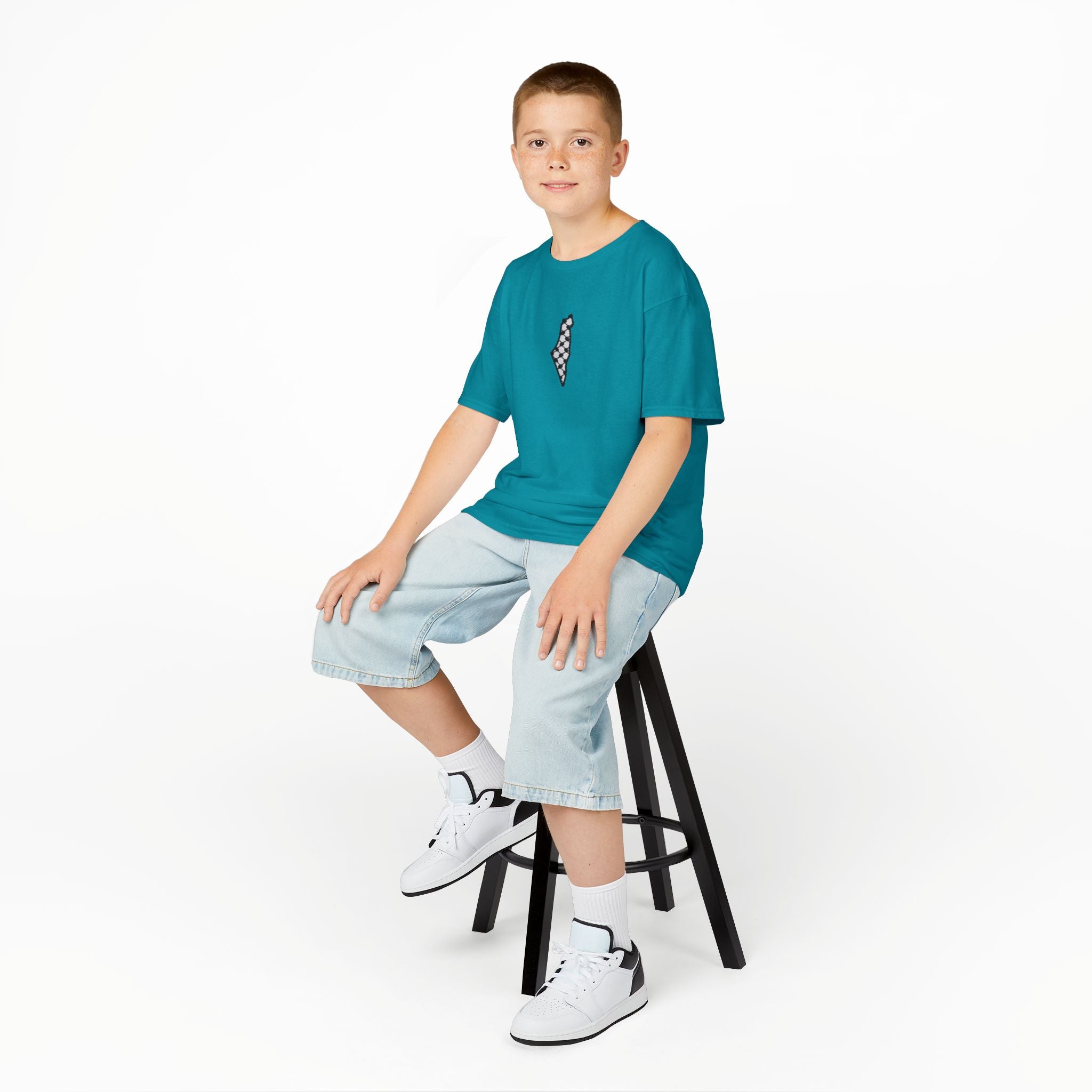 Pali-G | Kids T-Shirt – Palestine Map & Keffiyeh Pattern Print