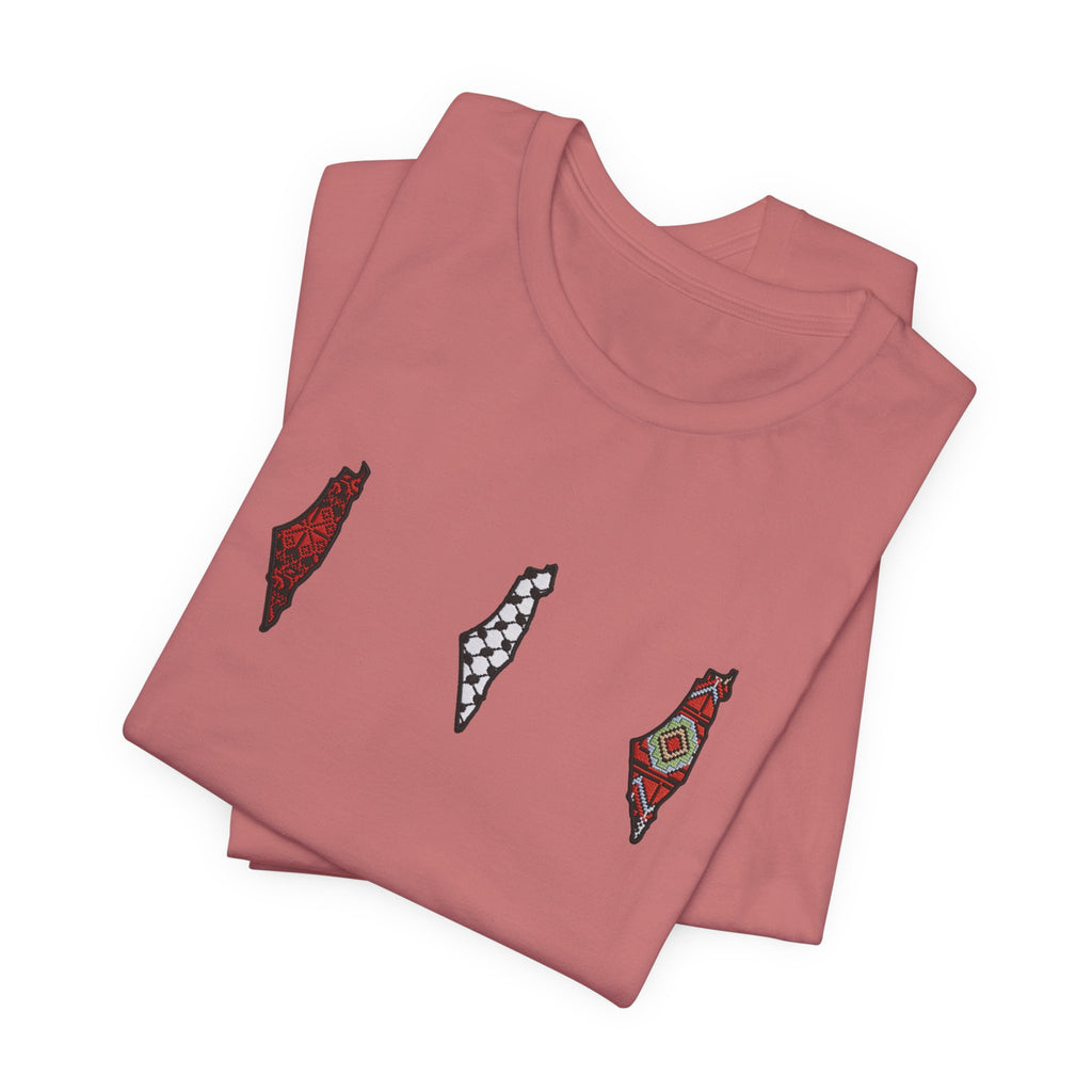 Free Palestine T-Shirt — Palestinian Keffiyeh & Map Solidarity Tee