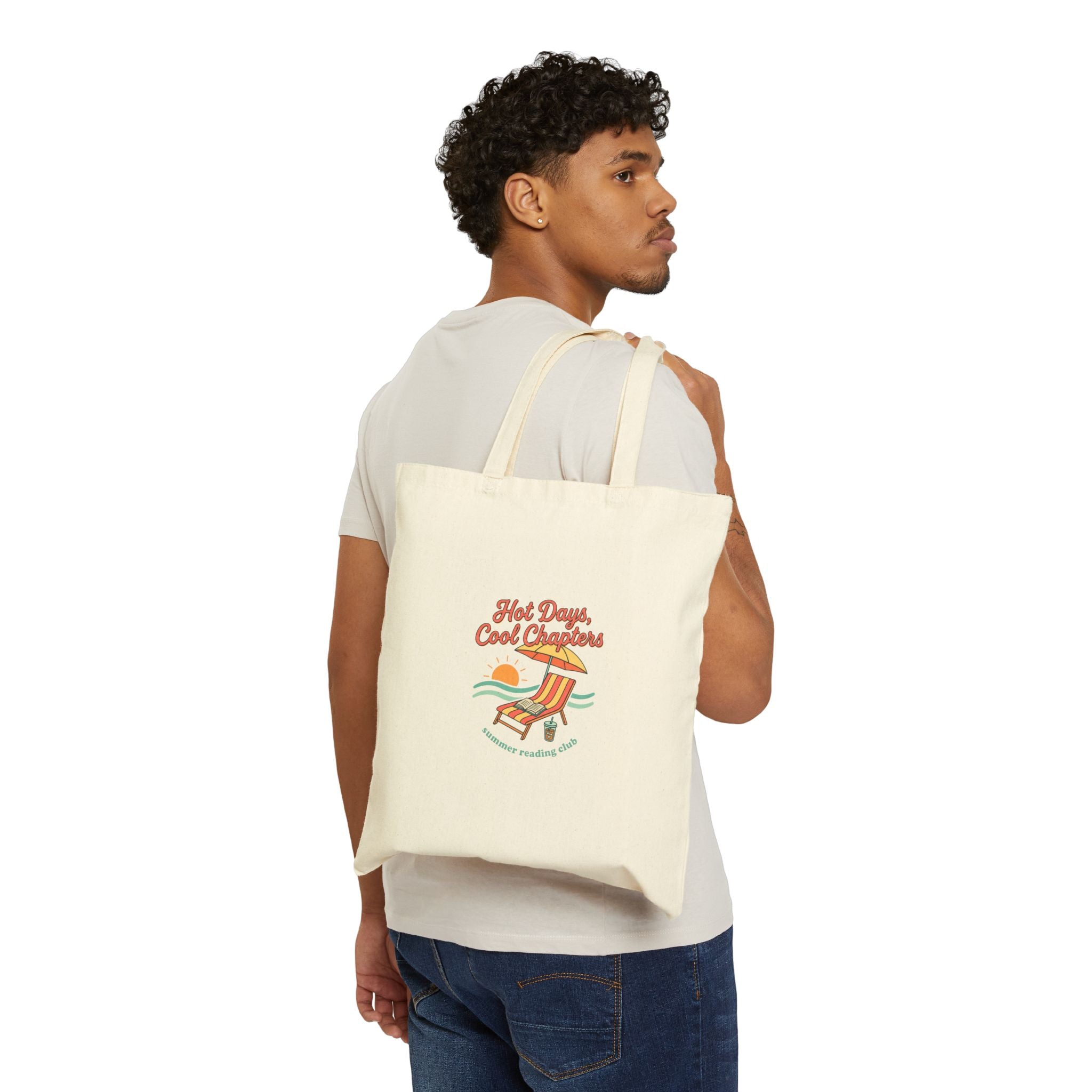 Hot Days Cool Chapters Tote | summer aesthetic, coastal vibes, hand-drawn pastel