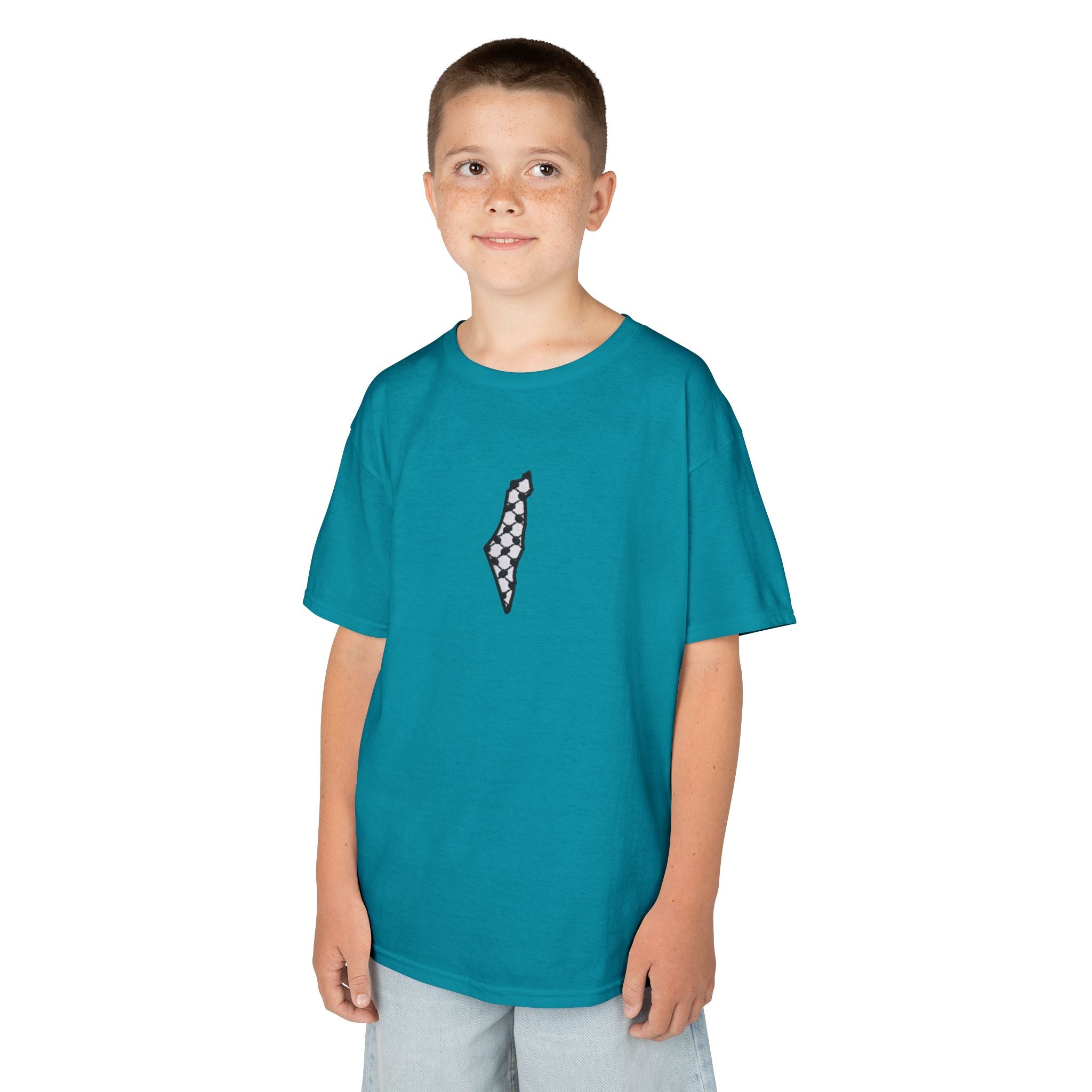 Pali-G | Kids T-Shirt – Palestine Map & Keffiyeh Pattern Print