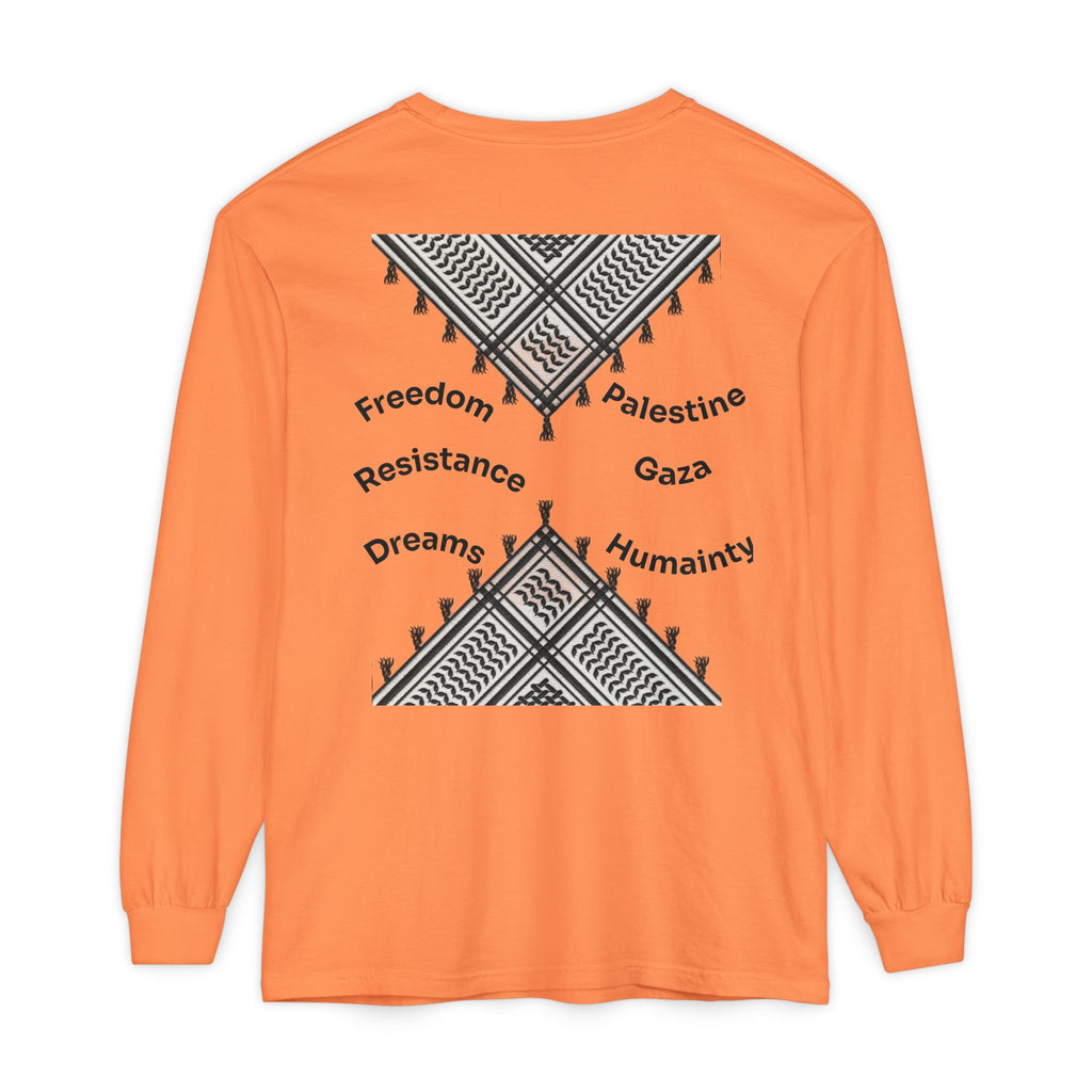 Pali-G || Palästina Kufiya Langarm-T-Shirt – Freiheit, Widerstand & Gaza Grafik