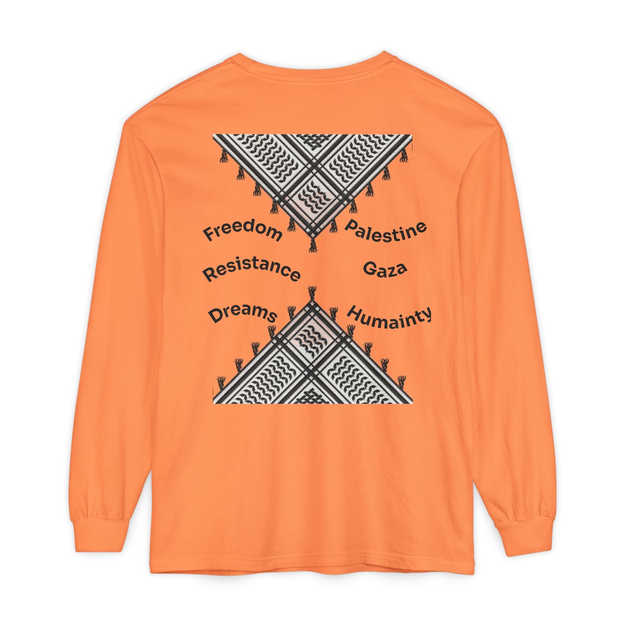 Pali-G || Palästina Kufiya Langarm-T-Shirt – Freiheit, Widerstand & Gaza Grafik