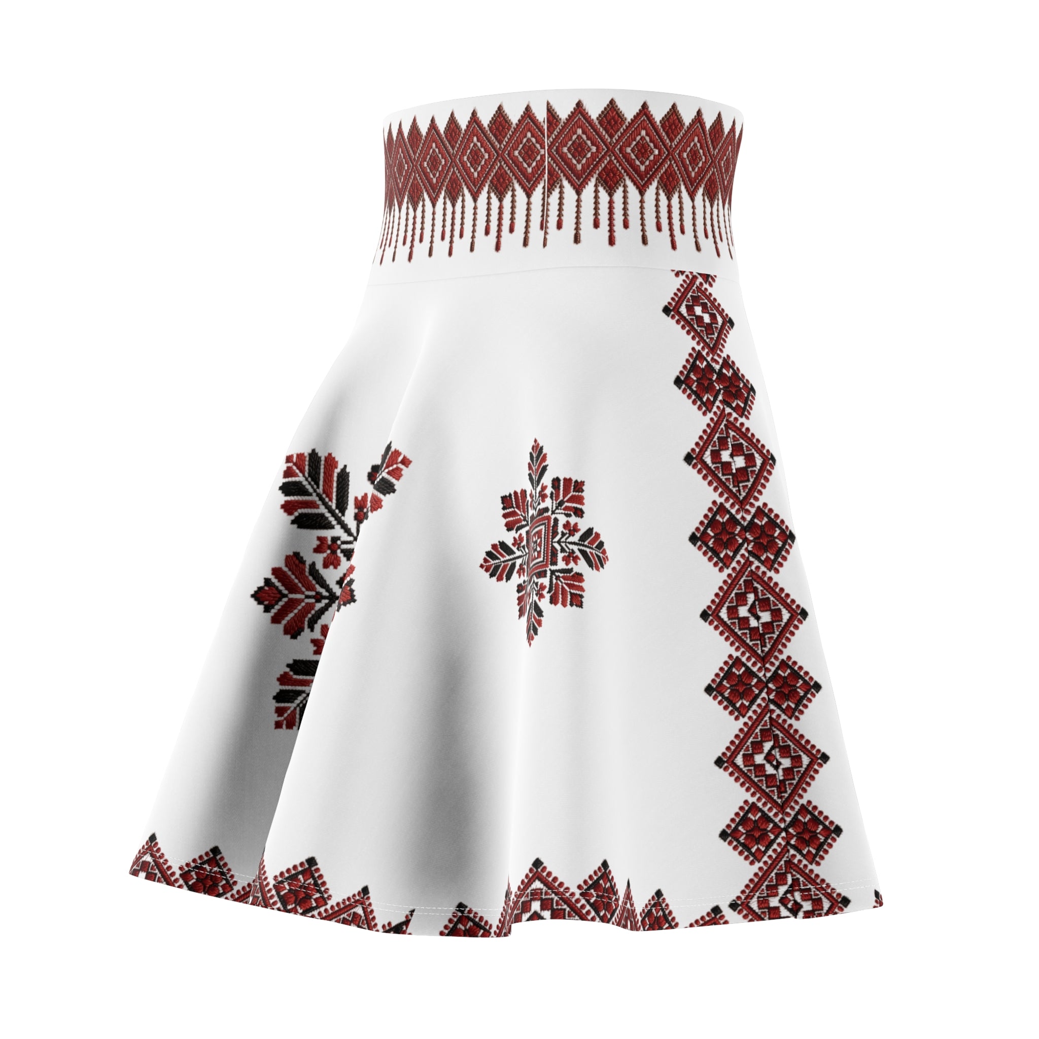 Pali-G | Palestinian Tatreez Skater Skirt – Traditional Embroidery Folk Pattern | Women's Flared Skirt | Cultural Heritage Fashion