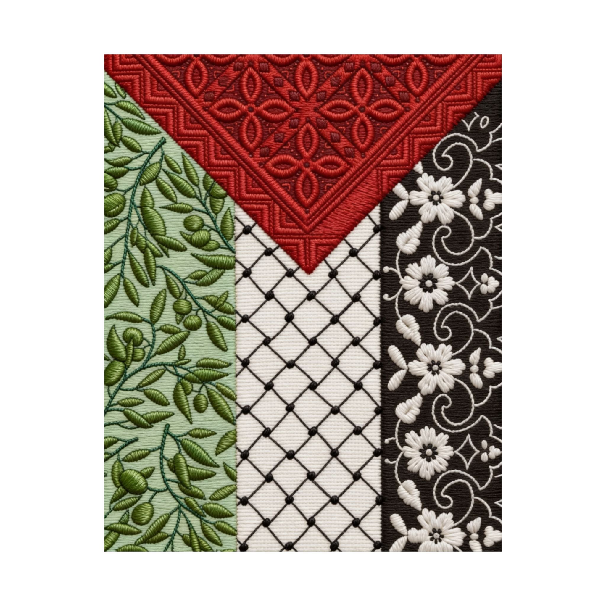 Pali-G | Palestinian Heritage Matte Poster – Tatreez, Keffiyeh, Olive Branch & Floral Art Print | Wall Decor | Cultural Identity Art