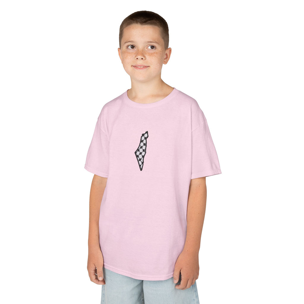 Pali-G | Kids T-Shirt – Palestine Map & Keffiyeh Pattern Print