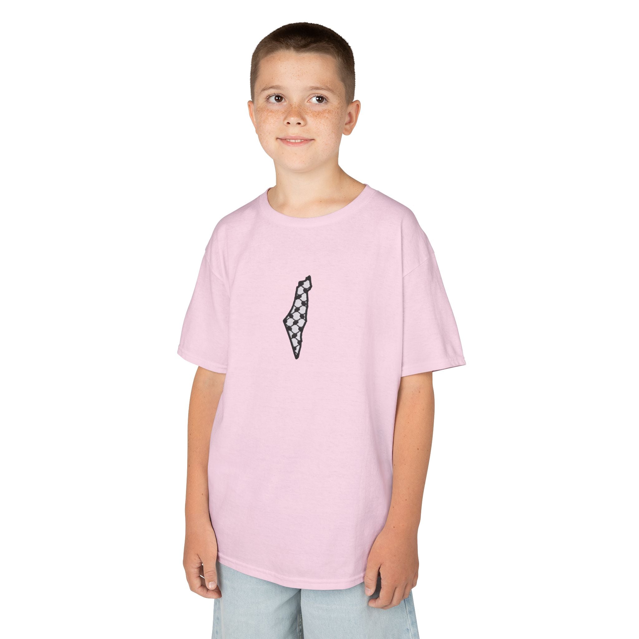 Pali-G | Kids T-Shirt – Palestine Map & Keffiyeh Pattern Print
