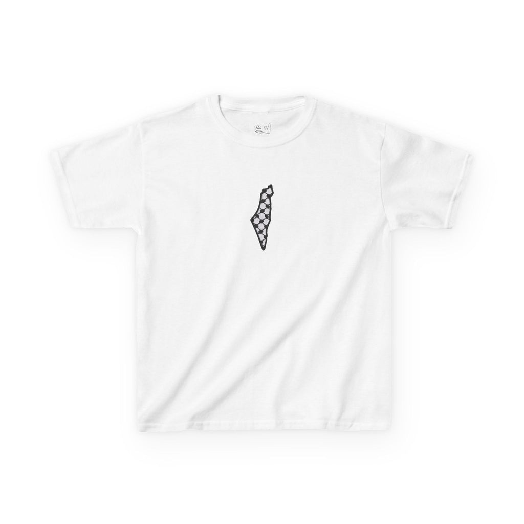 Pali-G | Kids T-Shirt – Palestine Map & Keffiyeh Pattern Print