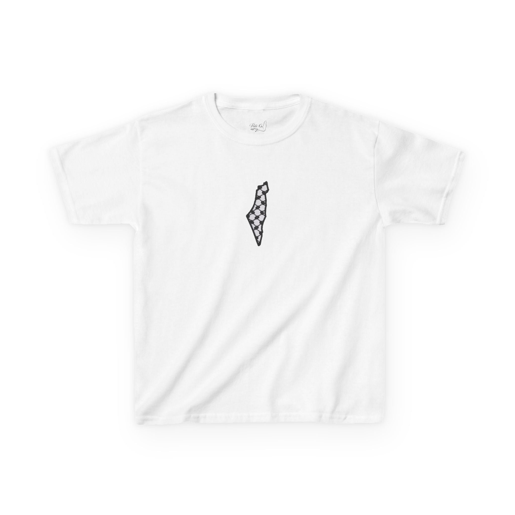 Pali-G | Kids T-Shirt – Palestine Map & Keffiyeh Pattern Print