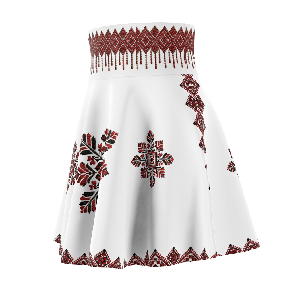 Pali-G | Palestinian Tatreez Skater Skirt – Traditional Embroidery Folk Pattern | Women's Flared Skirt | Cultural Heritage Fashion