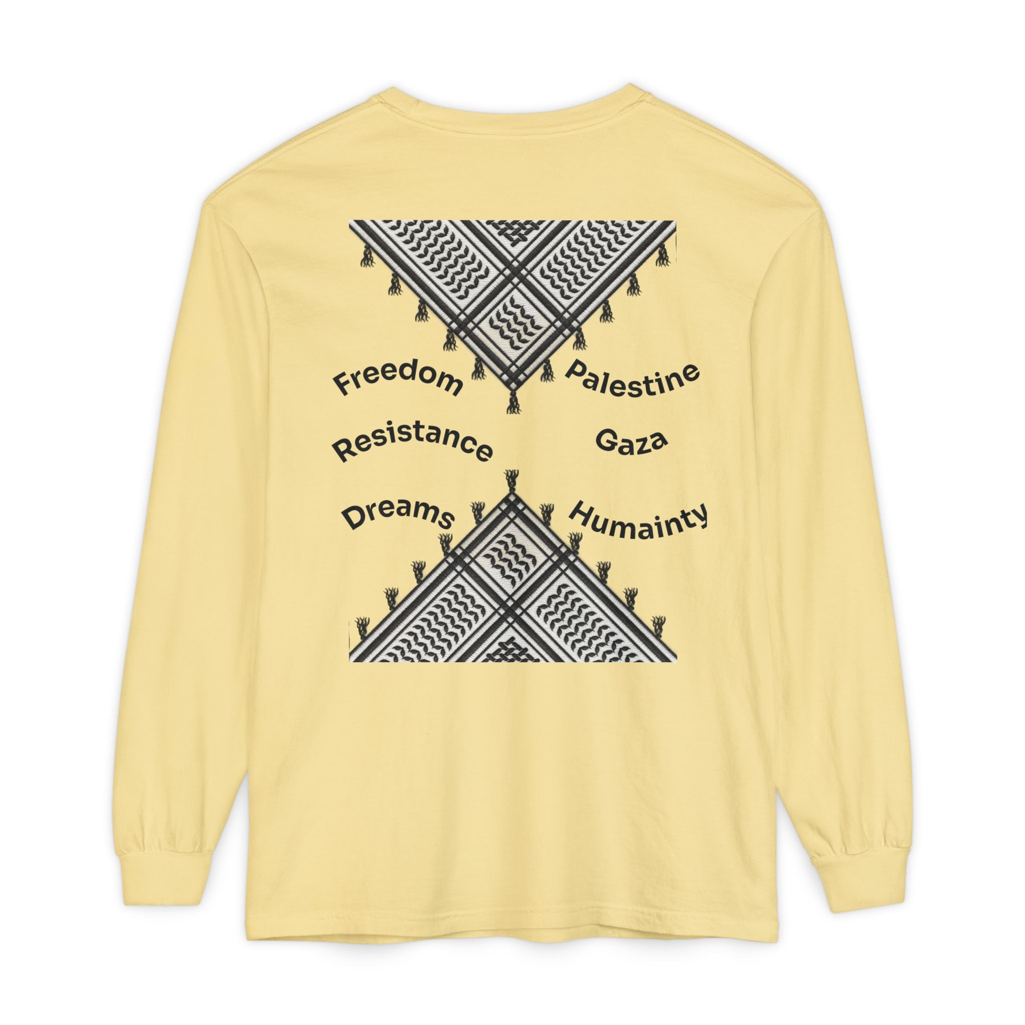Pali-G || Palästina Kufiya Langarm-T-Shirt – Freiheit, Widerstand & Gaza Grafik