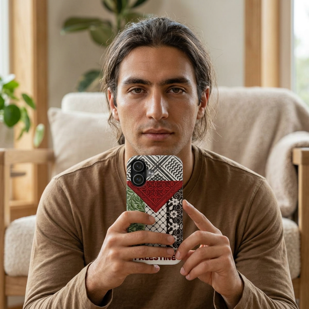 Pali-G || Palestine Tough Phone Case – Tatreez, Keffiyeh, Olive Branch & Floral Heritage Art Print | Palestinian Identity | Protective Phone Cover