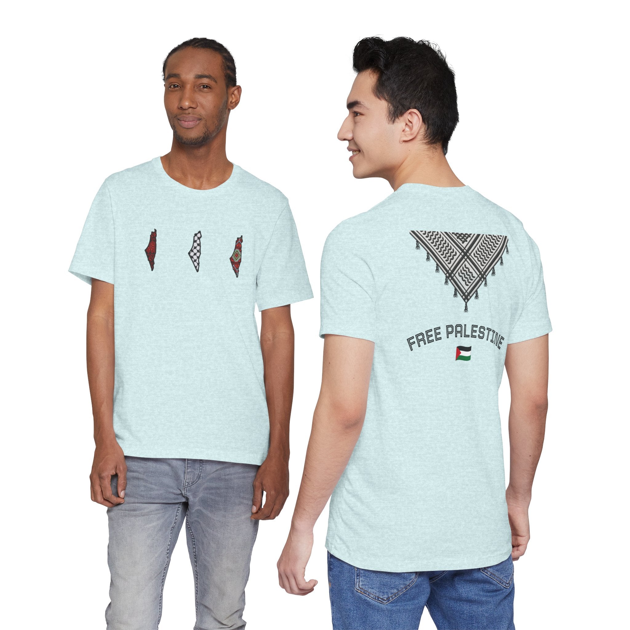 Free Palestine T-Shirt — Palestinian Keffiyeh & Map Solidarity Tee