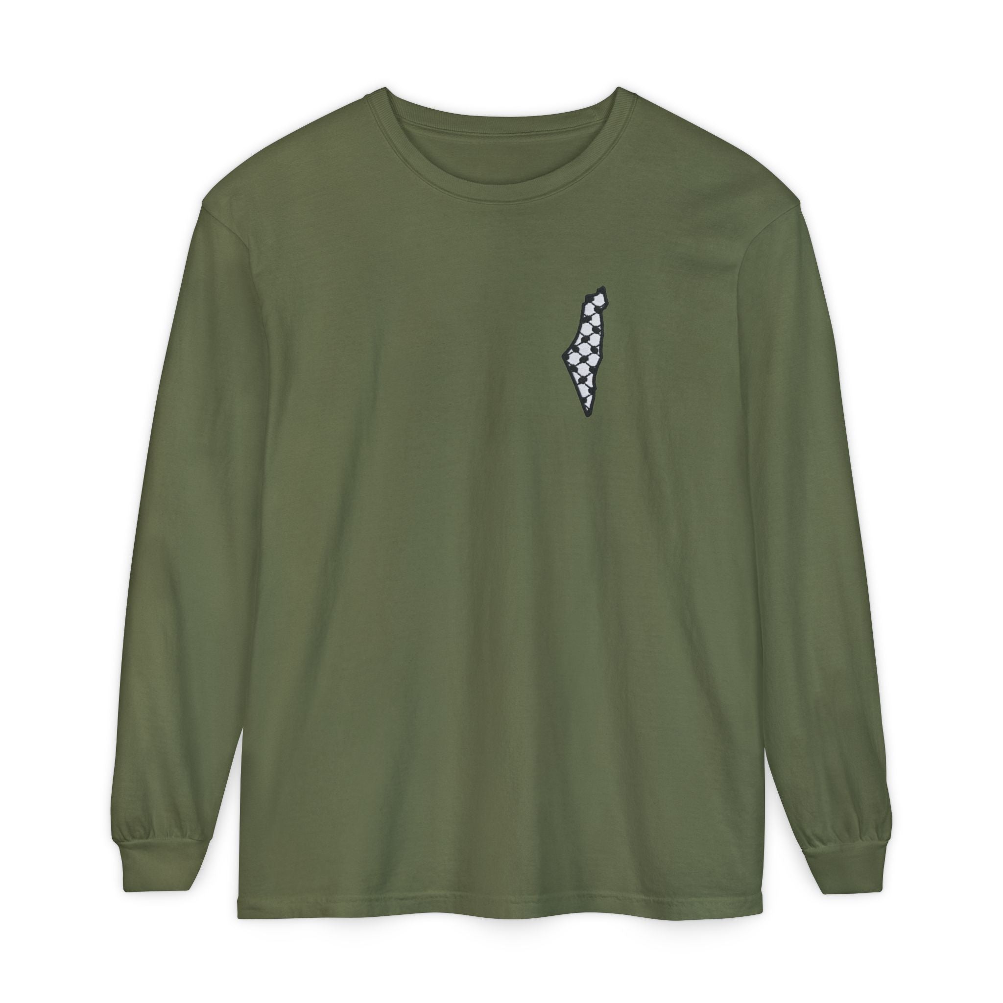 Pali-G || Palästina Kufiya Langarm-T-Shirt – Freiheit, Widerstand & Gaza Grafik