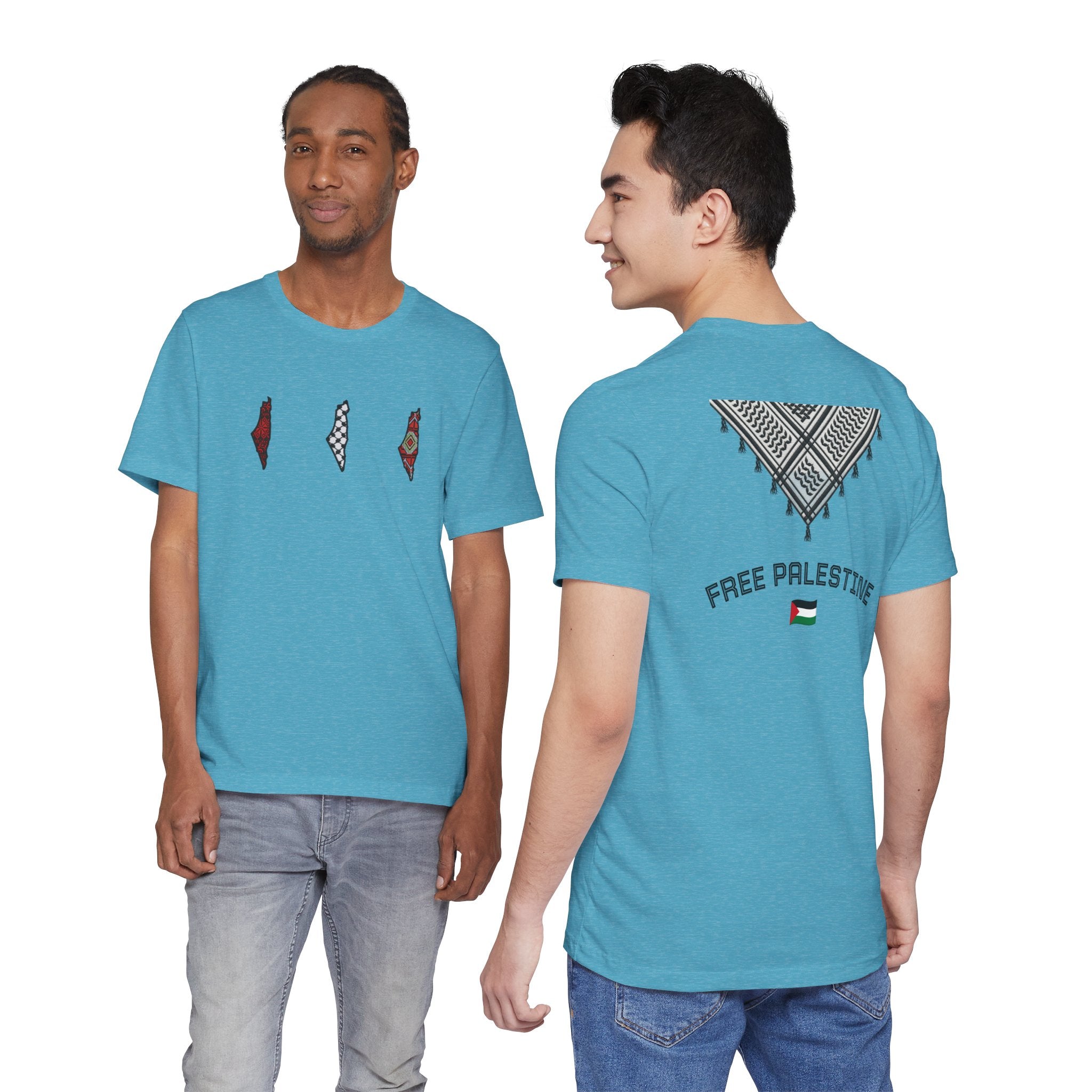 Free Palestine T-Shirt — Palestinian Keffiyeh & Map Solidarity Tee