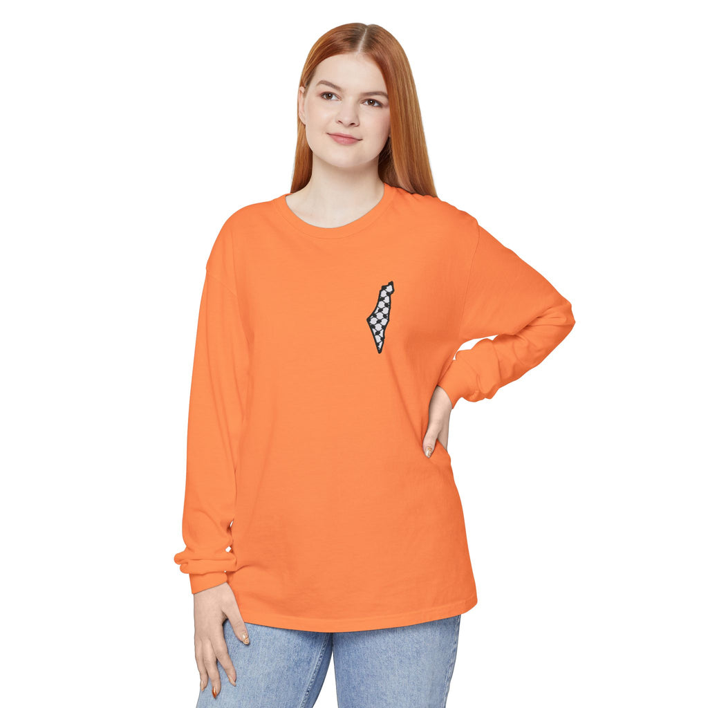 Pali-G || Palästina Kufiya Langarm-T-Shirt – Freiheit, Widerstand & Gaza Grafik