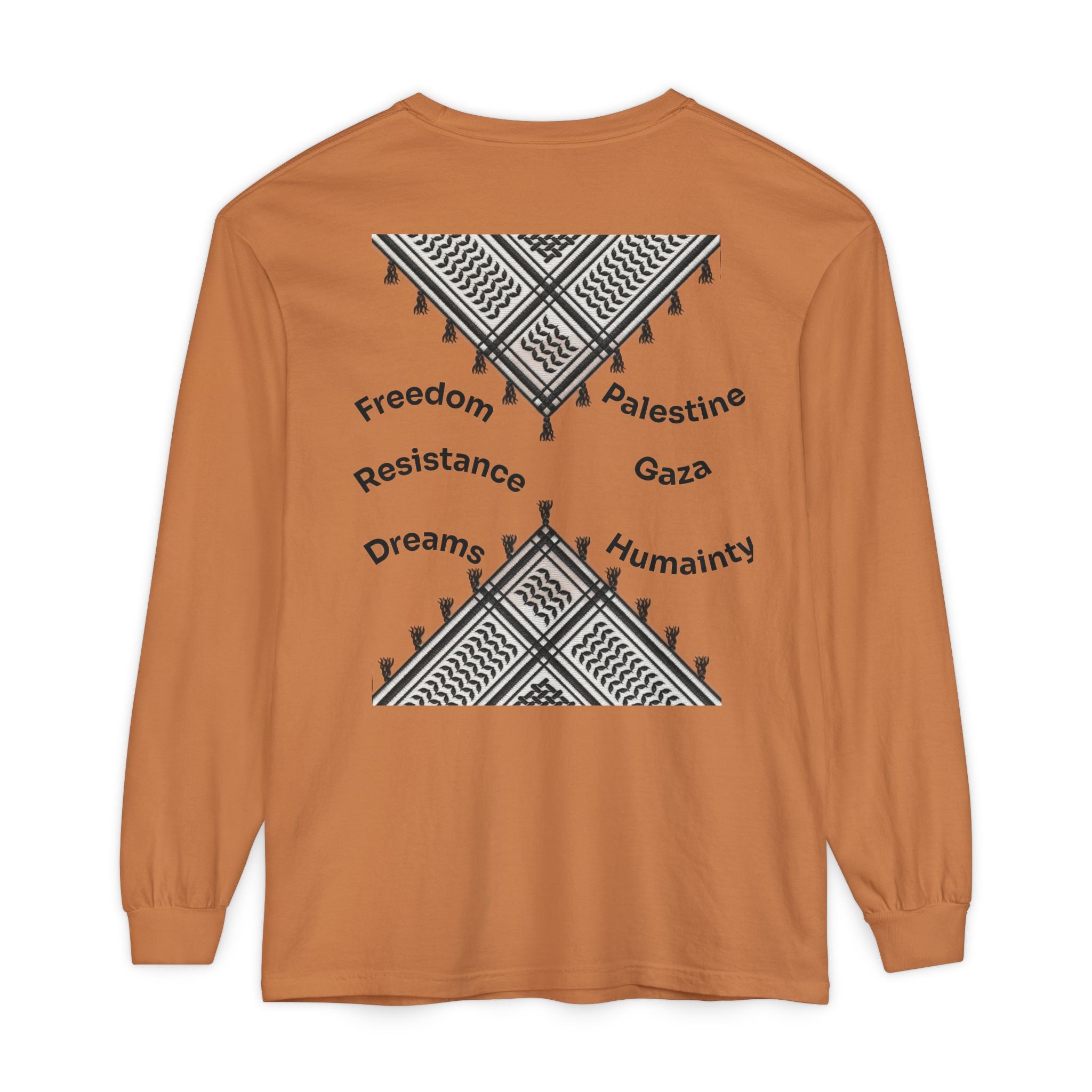 Pali-G || Palästina Kufiya Langarm-T-Shirt – Freiheit, Widerstand & Gaza Grafik