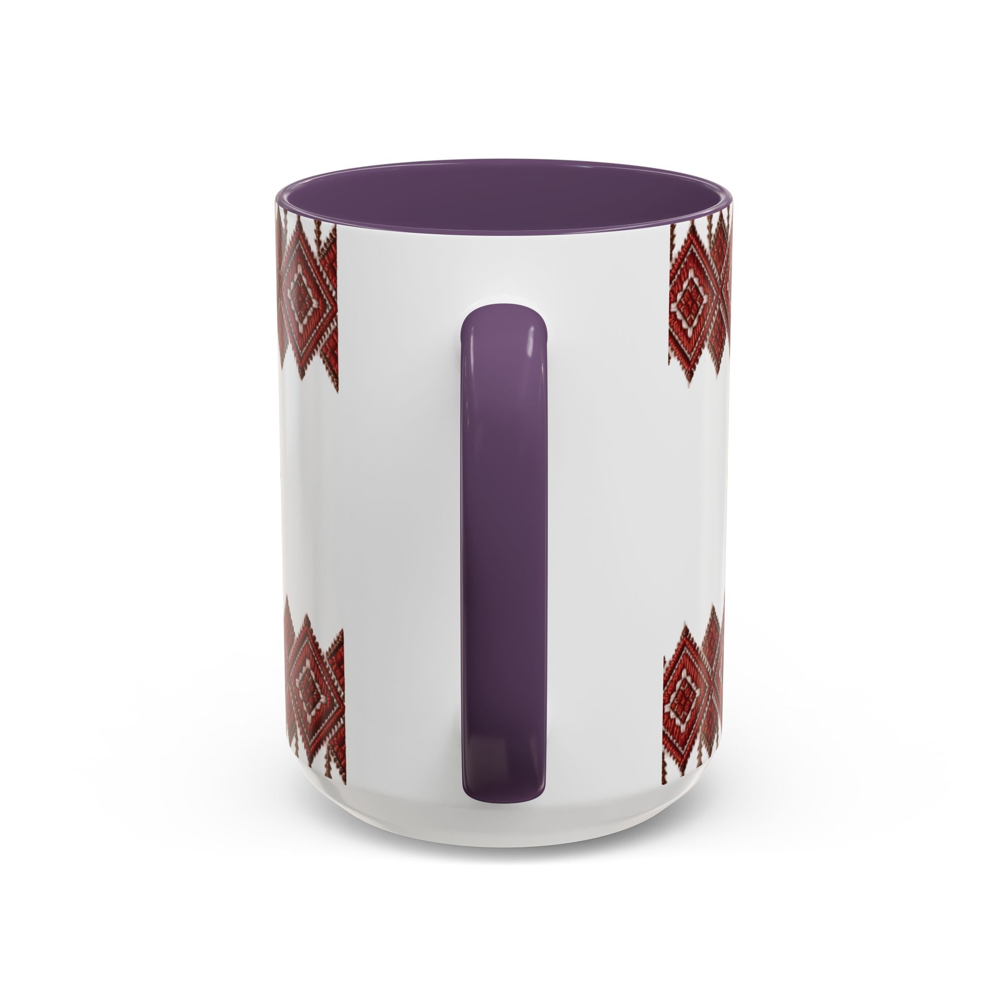Embroidered Folk Pattern Accent Coffee Mug — Red Ukrainian-Inspired Design (11/15oz)
