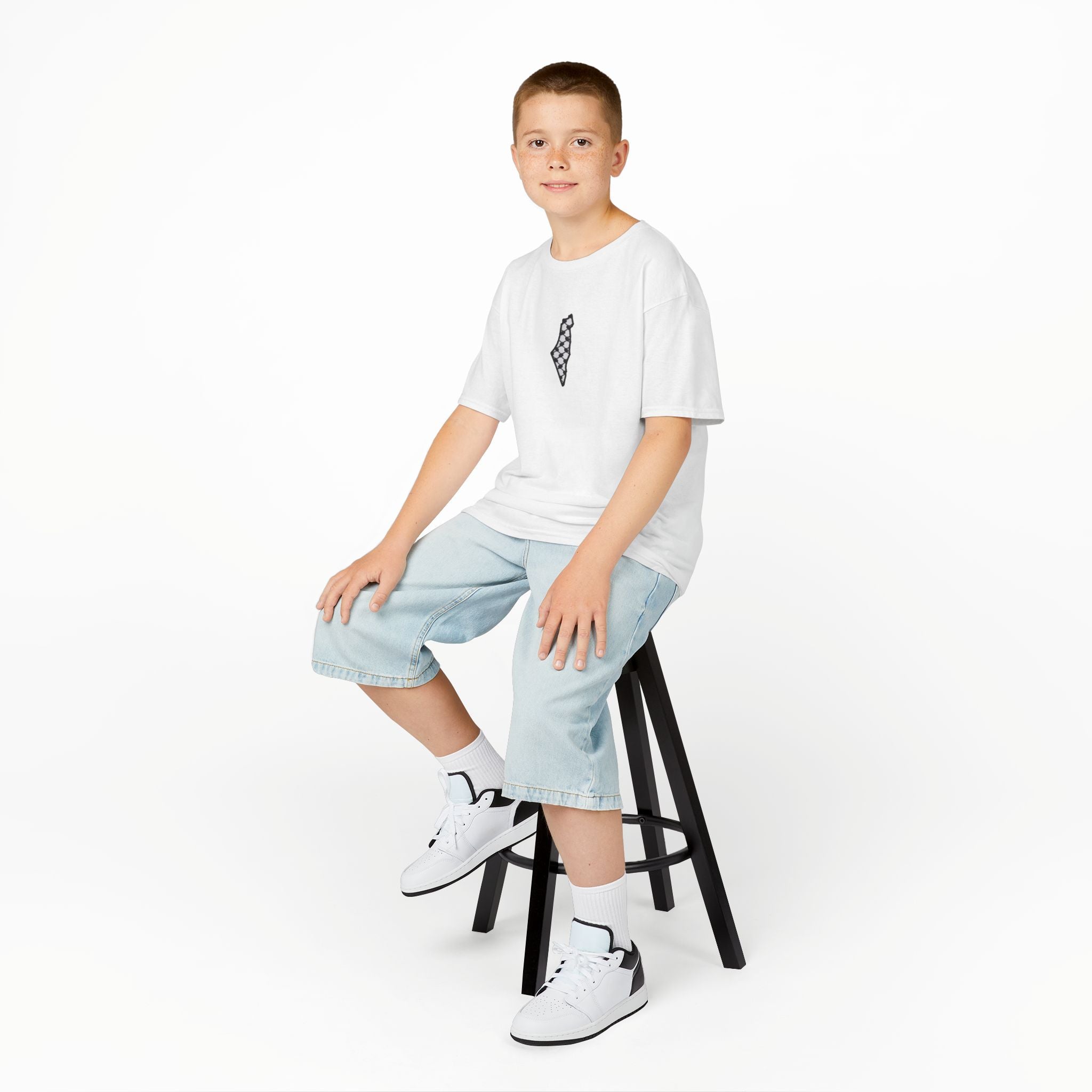 Pali-G | Kids T-Shirt – Palestine Map & Keffiyeh Pattern Print