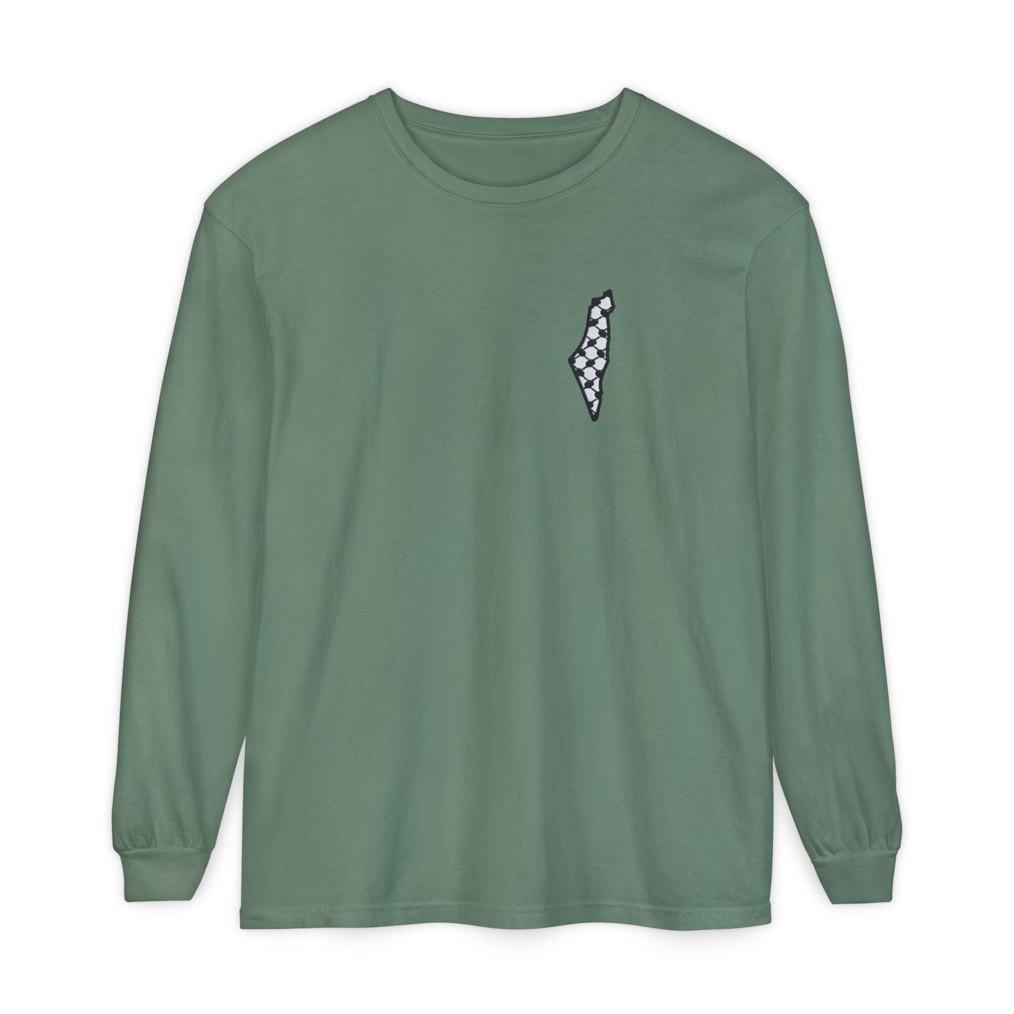 Pali-G || Palästina Kufiya Langarm-T-Shirt – Freiheit, Widerstand & Gaza Grafik