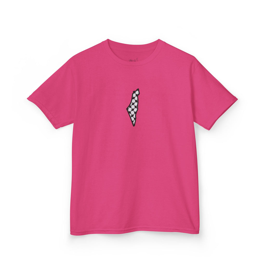 Pali-G | Kids T-Shirt – Palestine Map & Keffiyeh Pattern Print
