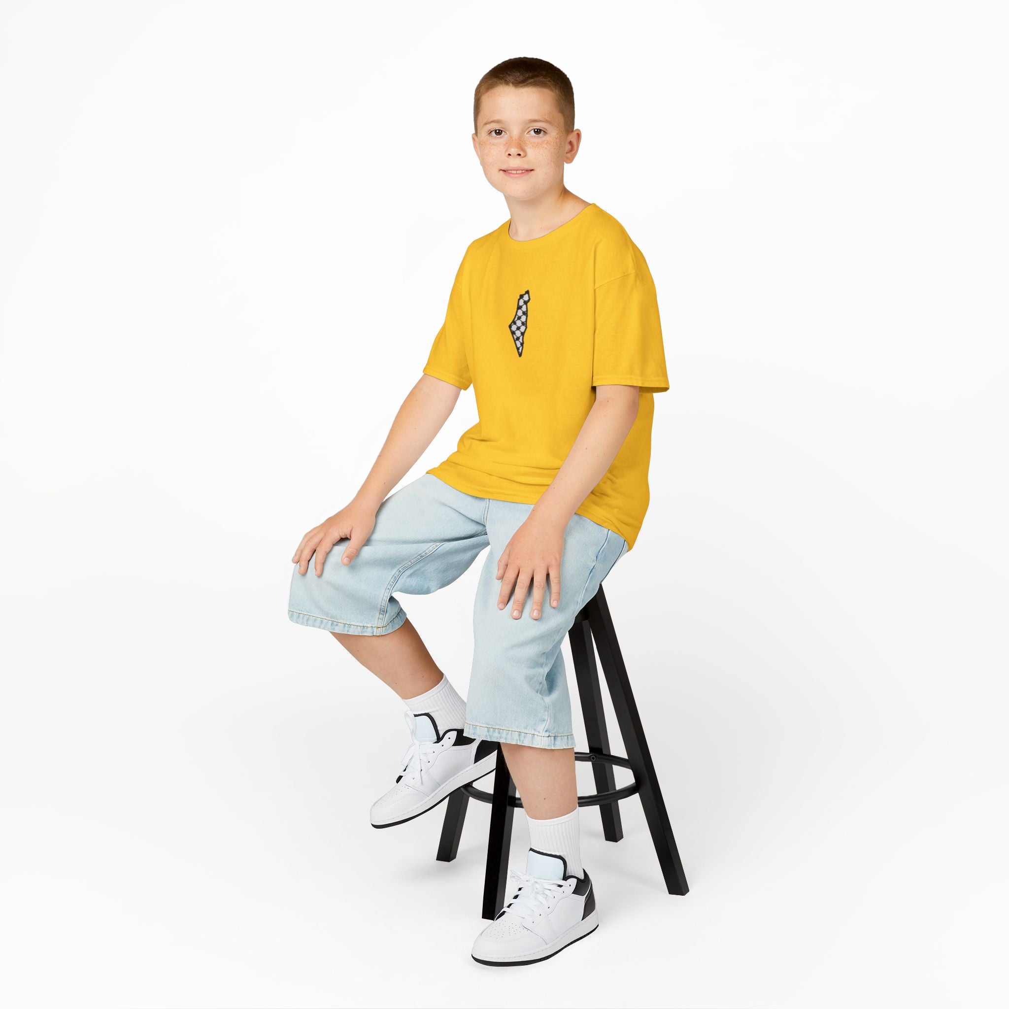 Pali-G | Kids T-Shirt – Palestine Map & Keffiyeh Pattern Print