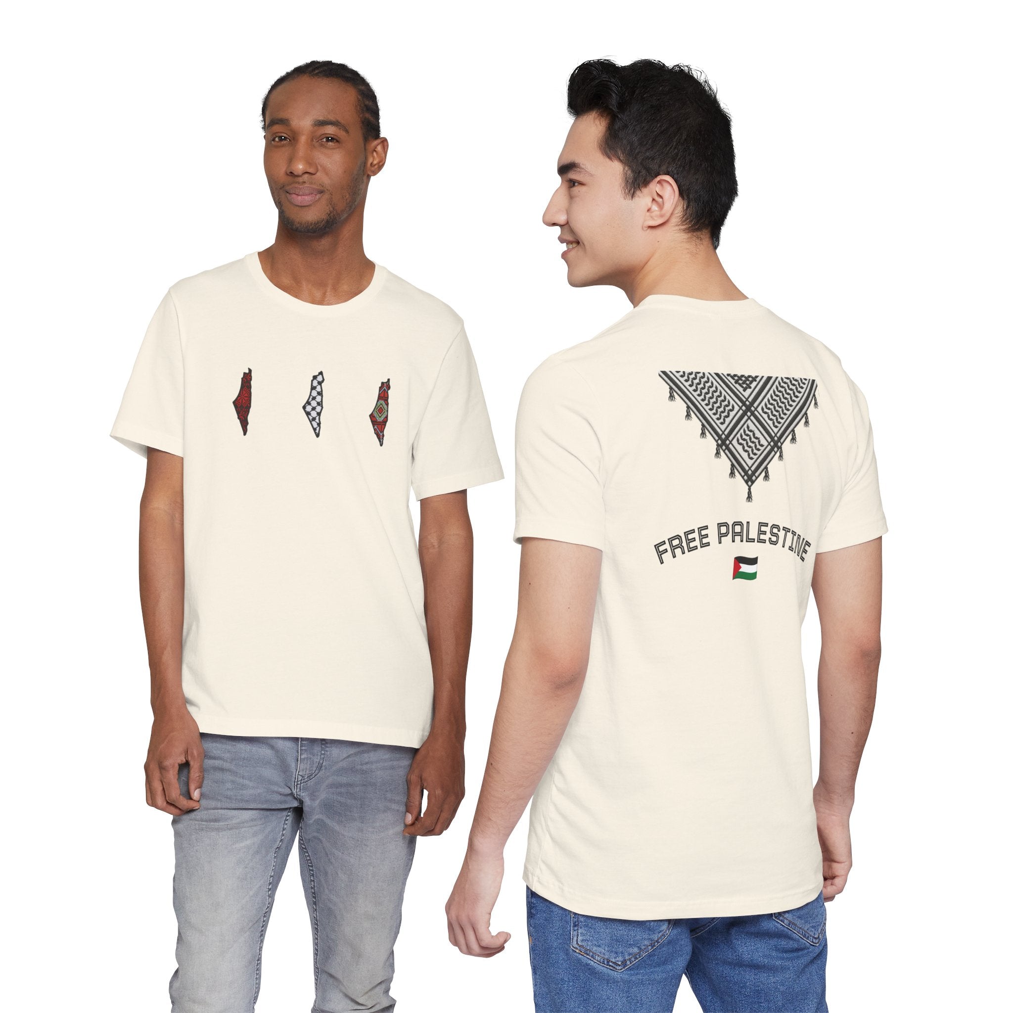 Free Palestine T-Shirt — Palestinian Keffiyeh & Map Solidarity Tee